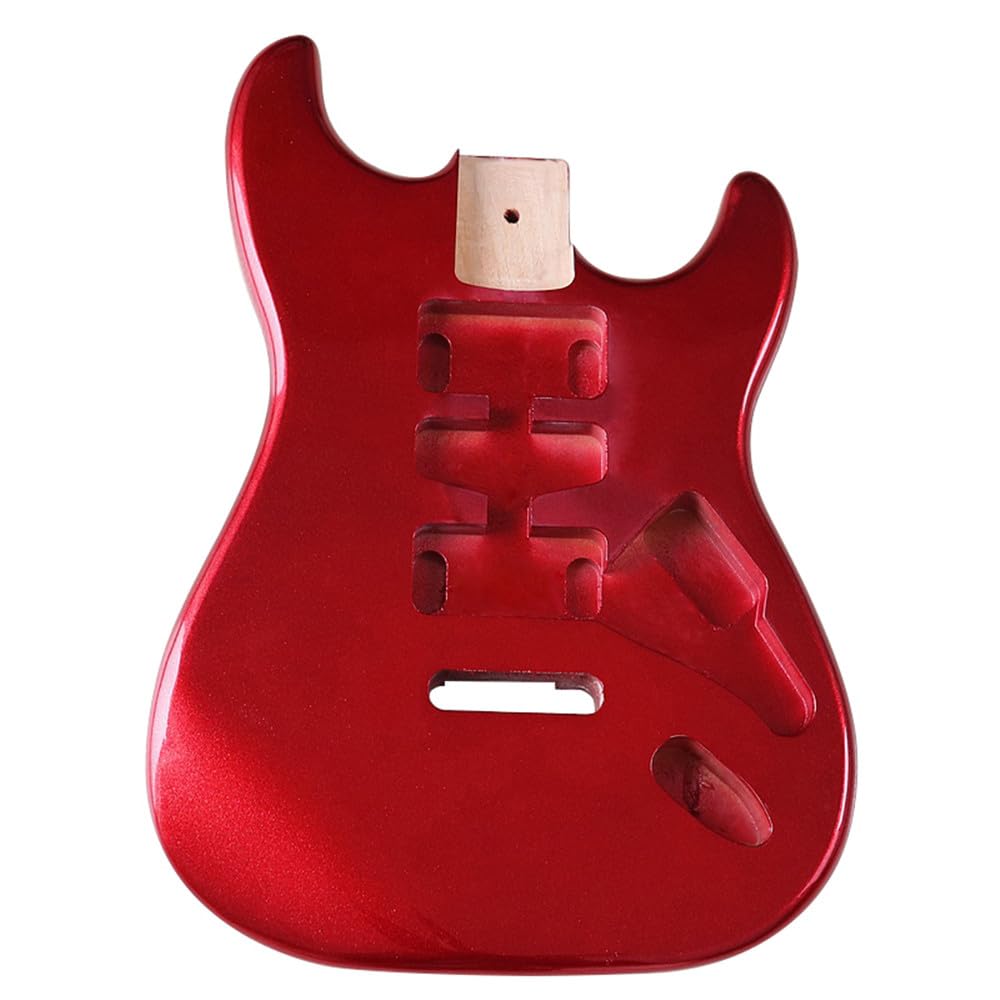 Fender ST Strat Electric Guitar Body - DIY Poplar Wood HSH Pickup Routing in Red | Replacement Part for Guitar Builders & Repair | Perfect for Custom Guitar Projects & Upgrades