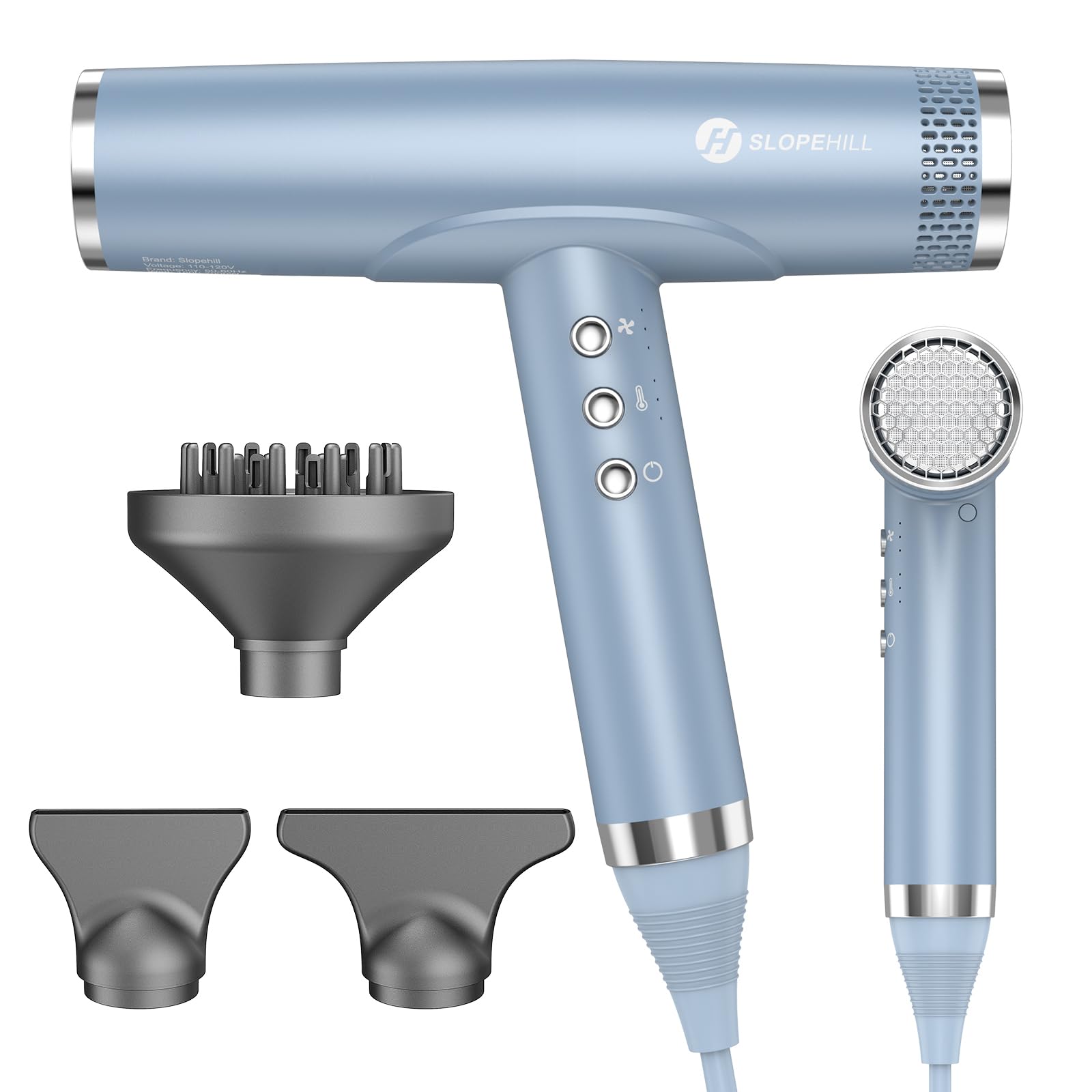 Slopehill 2000W Professional Ionic Hair Dryer with Diffuser - High Speed Blow Dryer for Women & Salon Use - Ceramic Technology for Frizz-Free Shine (Blue) - Perfect for Home Styling & Professional Salon Hair Care