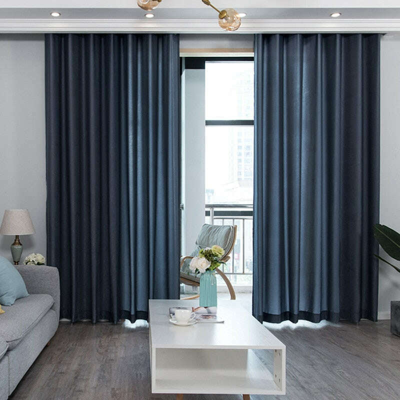 Jason Plain Velvet Sheer Curtains Navy Blue - Light Filtering Window Drapes for Living Room & Bedroom