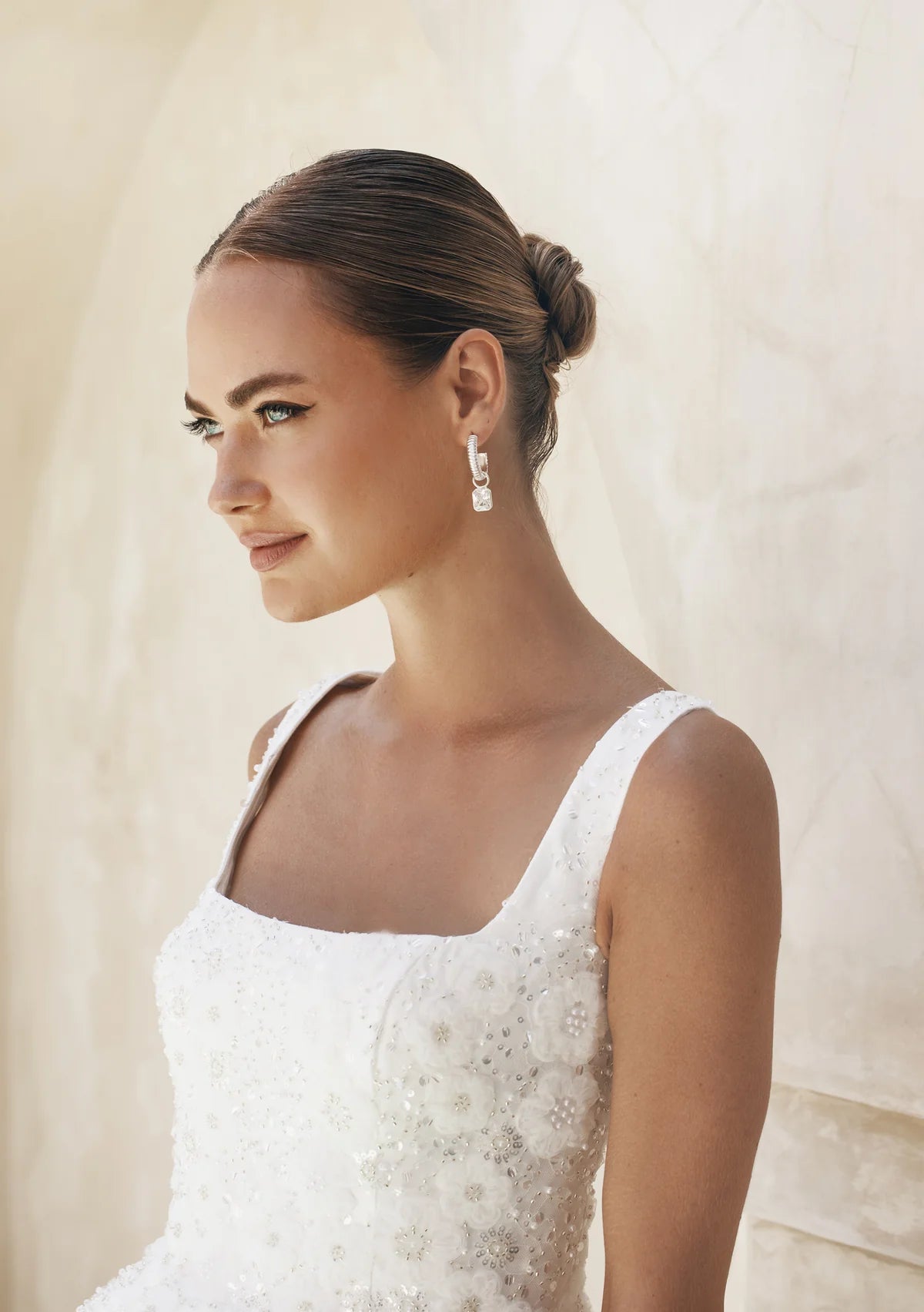 Lola Knight Dawn Crystal Charm Bridal Drop Earrings - Sterling Silver Wedding Jewelry for Brides, Bridesmaids & Formal Occasions