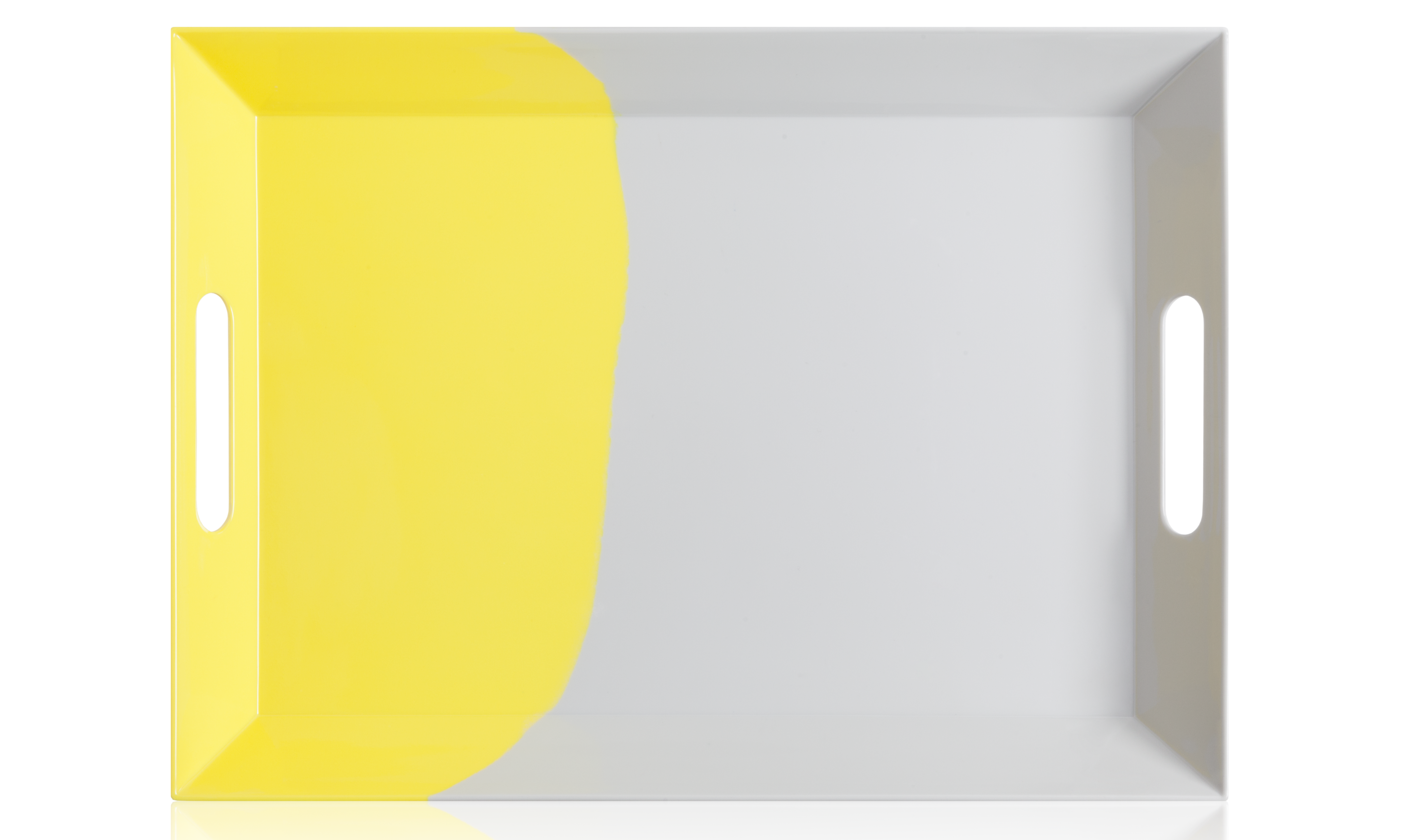 Exclusive Thomas Fuchs Creative Melamine Serving Tray - 1/2 & 1/2 Yellow/Grey Design - Perfect for Party Snacks, Breakfast in Bed & Home Decor