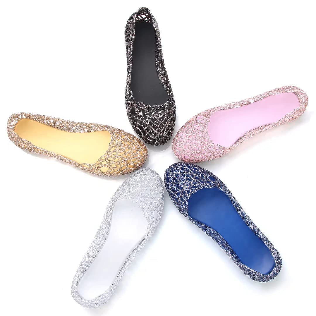 INEELUYI Women's Jelly Flats Sandals - Crystal Slip On Summer Beach Shoes for Women | Comfortable Casual Walking & Vacation Outfits