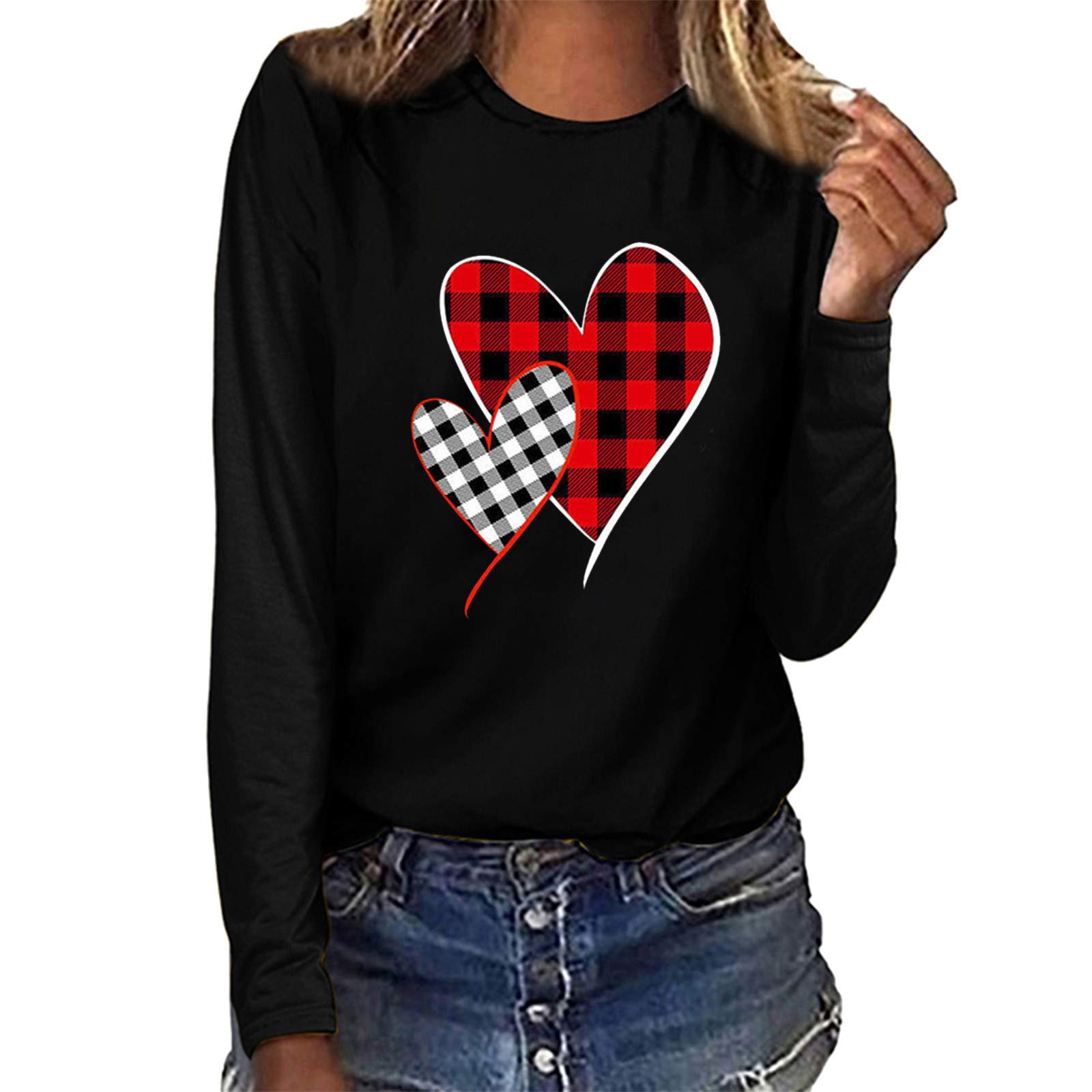 Women's Long Sleeve Graphic Sweatshirt - Valentine's Day Casual Pullover Blouse & Tunic Top for Women | Perfect for Date Nights, Office Wear & Cozy Outfits