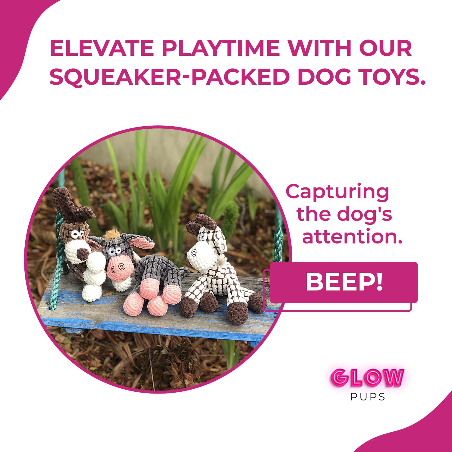 Durable Farm Animal Dog Chew Toy with Squeaker & Rope - Perfect Interactive Play Toy for Small Dogs - Great for Indoor & Outdoor Fetch Games