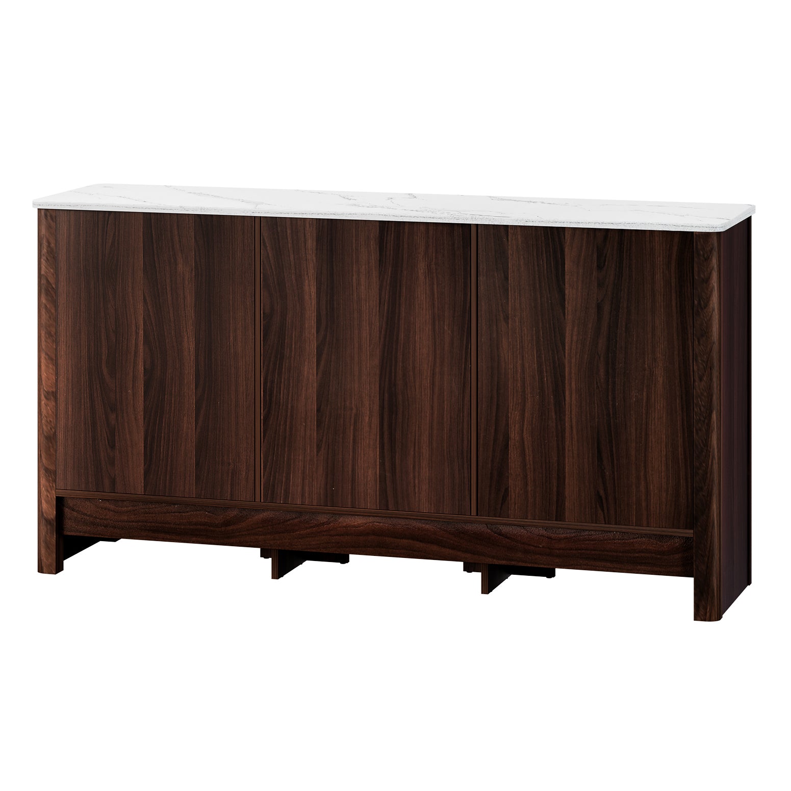 Elegant Buffet Sideboard Cabinet with Marble Style Tabletop - Modern Dining Room Storage Furniture for Home Decor & Entertaining