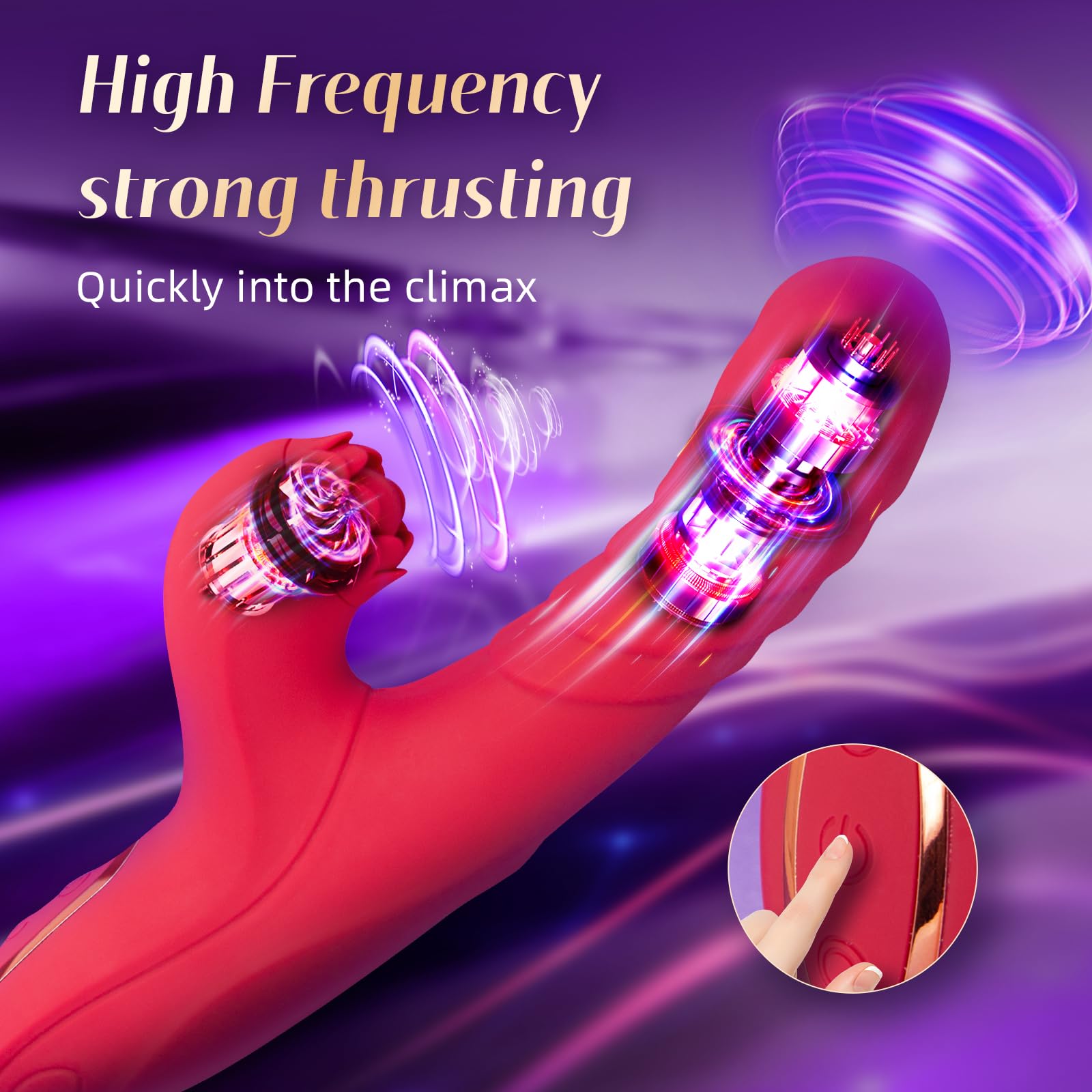 Premium 4-in-1 Thrusting Dildo with Heating Function - 7 Thrusting, 5 Tapping & 10 Vibrating Modes for G-Spot & Clitoral Stimulation | Rose-Shaped Adult Sex Toy for Women | Perfect for Solo Play, Couples & Spicing Up Your Intimate Moments