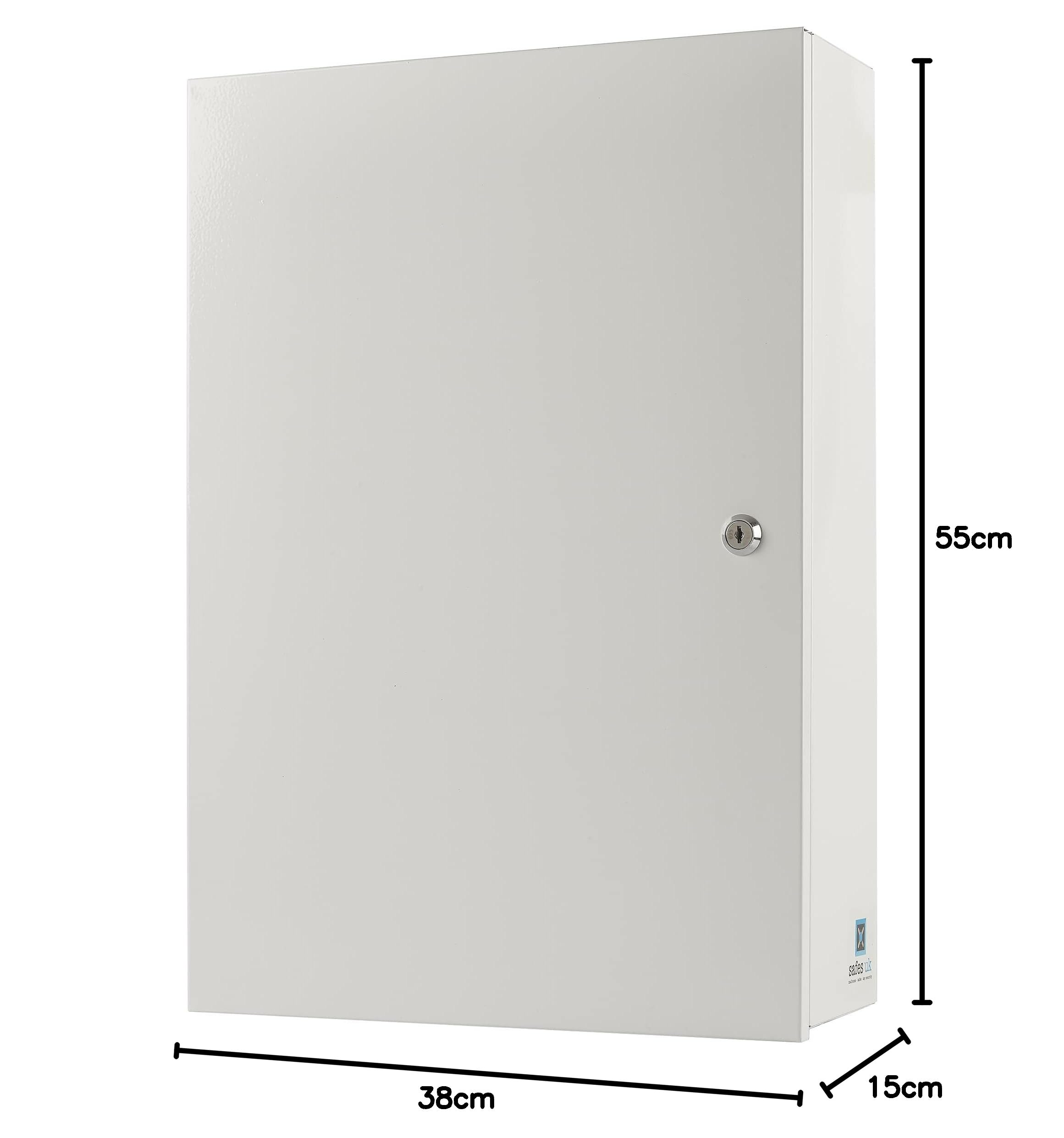 Medical Storage Cabinet - Extra Large Wall Mounted Metal First Aid Cabinet with Child-Proof Lock | Secure Medicine Organizer for Bathroom, Home or Office | White Lockable Medicine Case for Safe Drug Storage