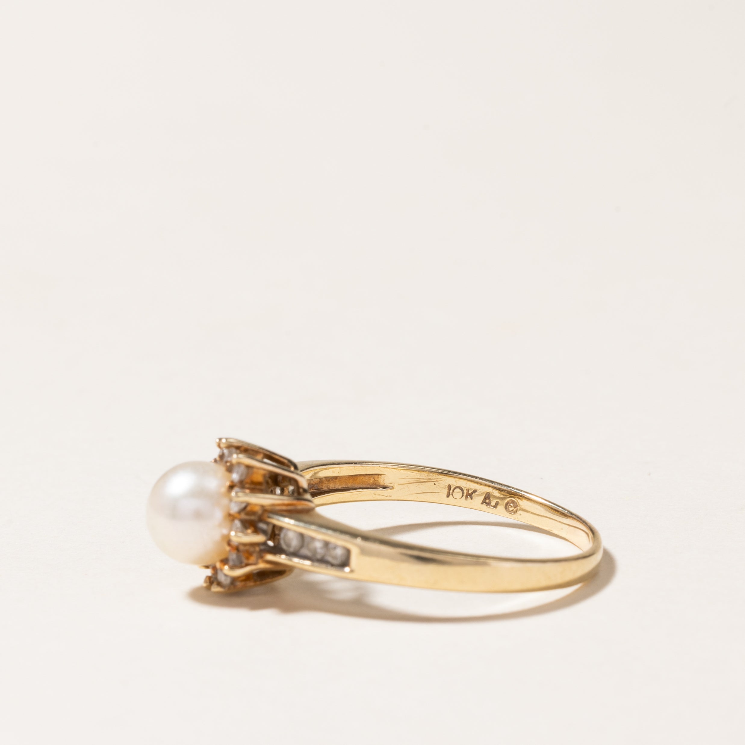 Elegant Pearl & Diamond Petal Ring - 6.40mm, 0.18ctw, Size 8.75 - Perfect for Weddings, Anniversaries & Special Occasions