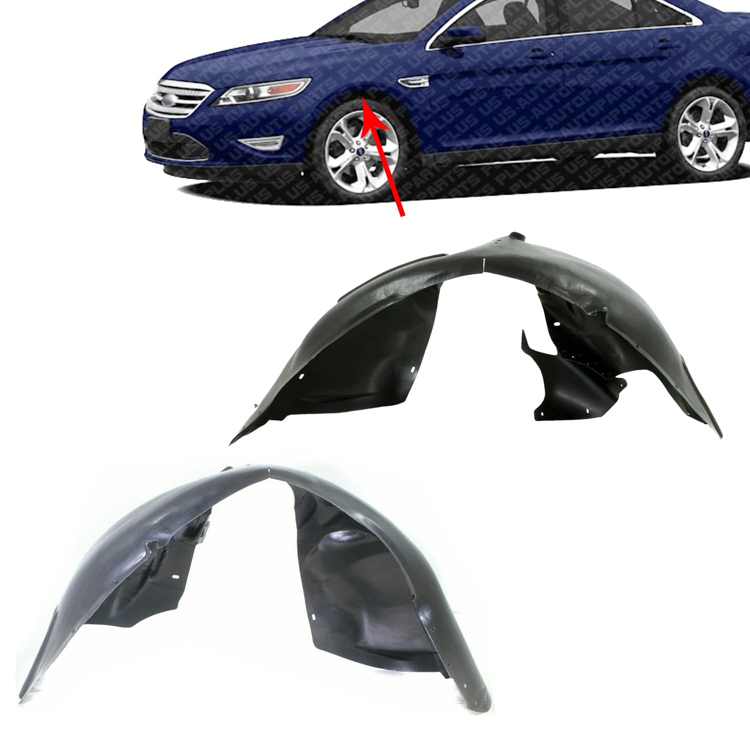 Premium Front Fender Liners Set - Right Passenger & Left Driver Side Replacement for Ford Taurus 2010-2019 | Perfect Fit BG1Z16102A BG1Z16103A FO1249144 FO1248144 | Durable Protection Against Road Debris & Weather Conditions