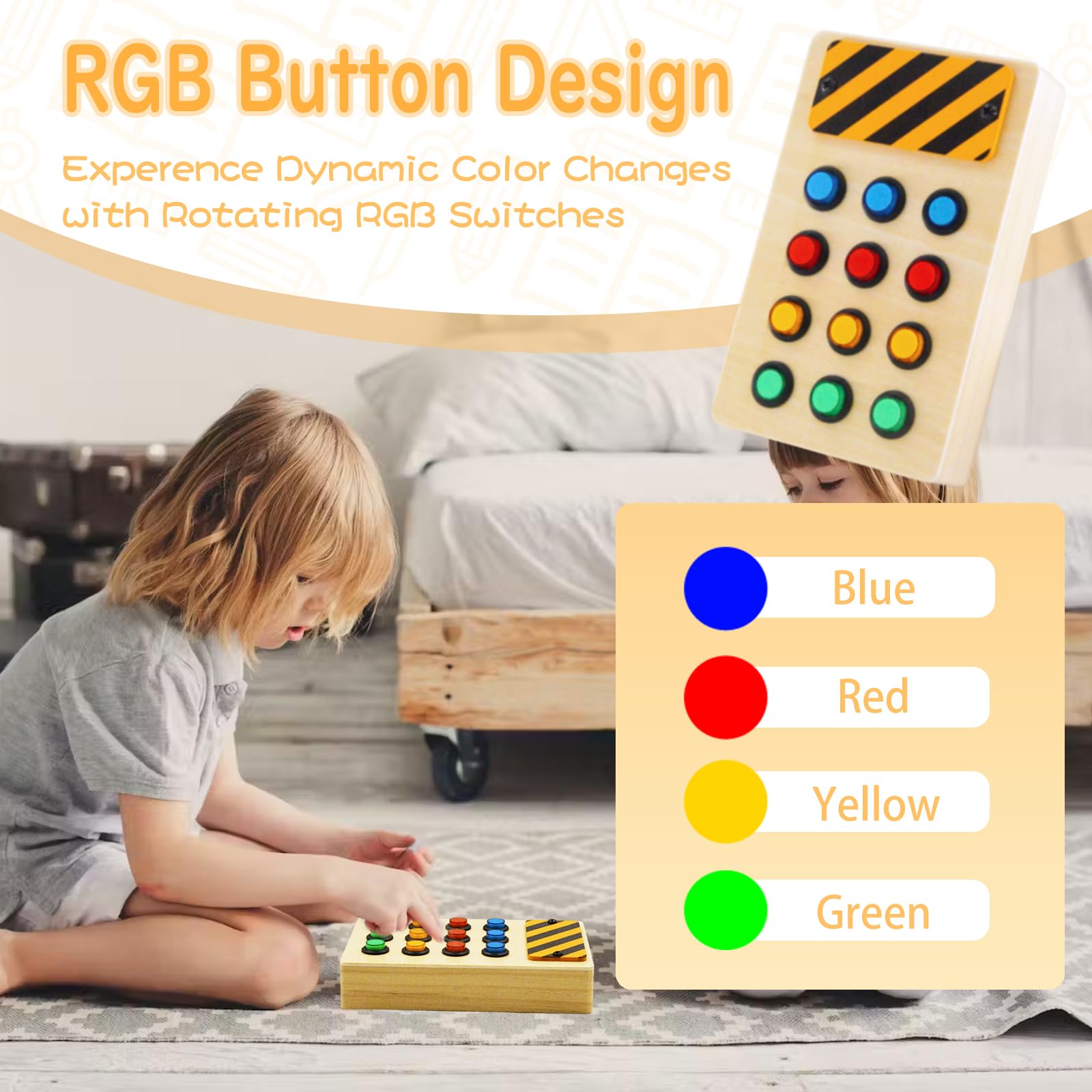 Wooden Montessori Busy Board for Toddlers - Sensory Travel Toy for 1-3 Year Old Boys & Girls | Preschool Learning Activity Board with Switches | Perfect Gift for Autistic Kids | Great for Airplane, Car Rides & Home Play