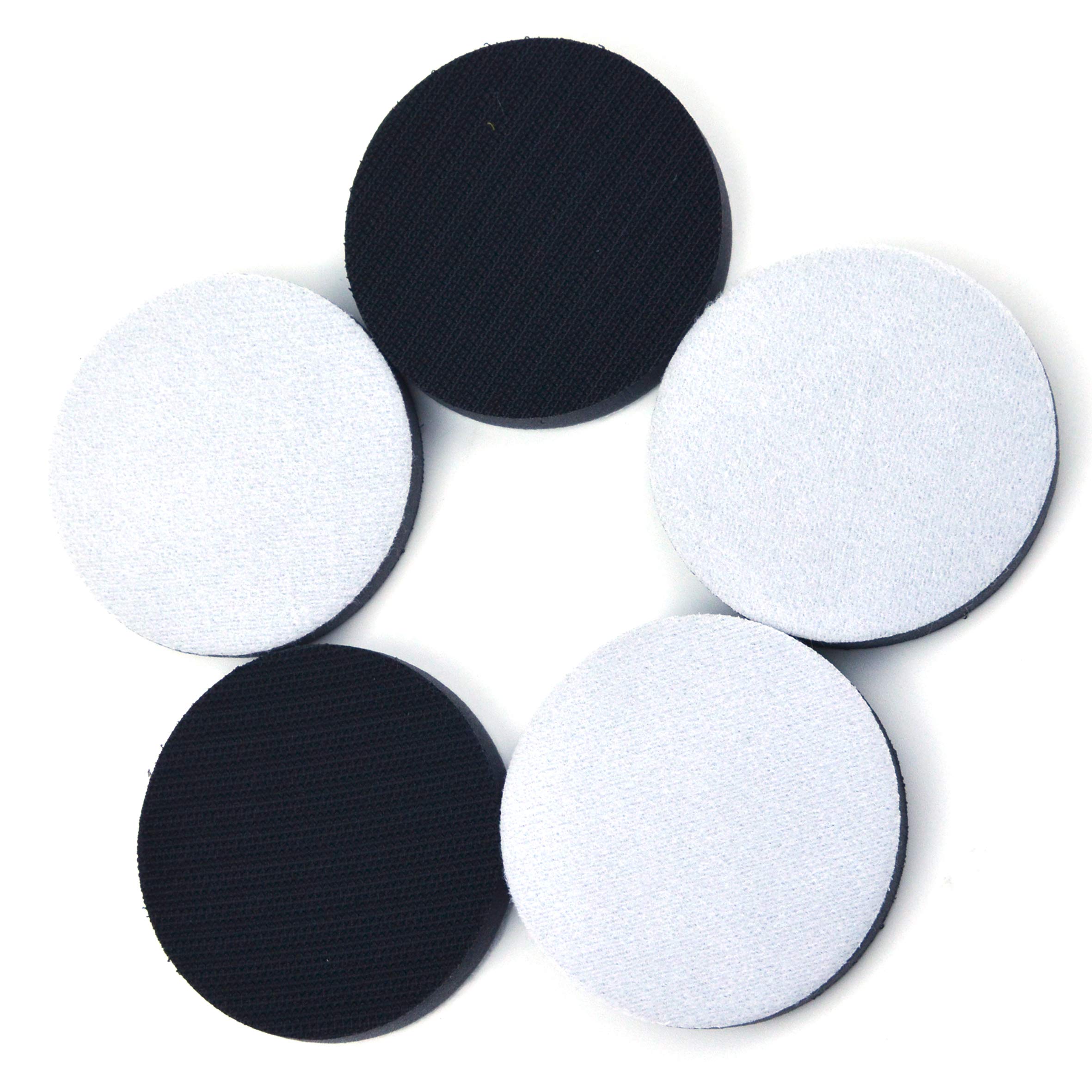 POLIWELL 5 Pack 3 Inch (75mm) Hook and Loop Foam Buffing Pads - Soft Density Interface Pads for 3