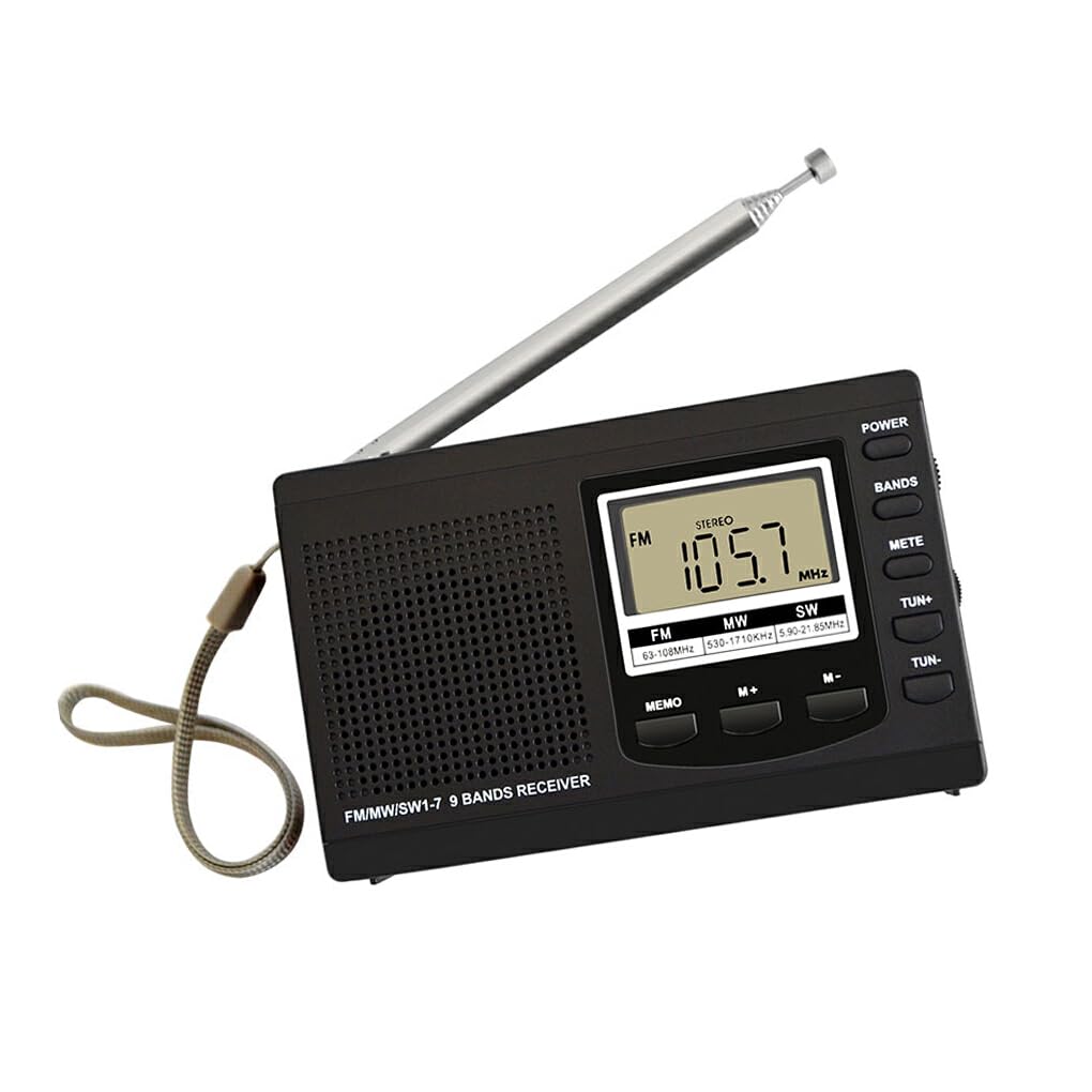 Portable AM/FM/SW Radio with Retractable Antenna, Alarm Clock, Battery Operated - Perfect for Home, Office, Travel & Emergency Use