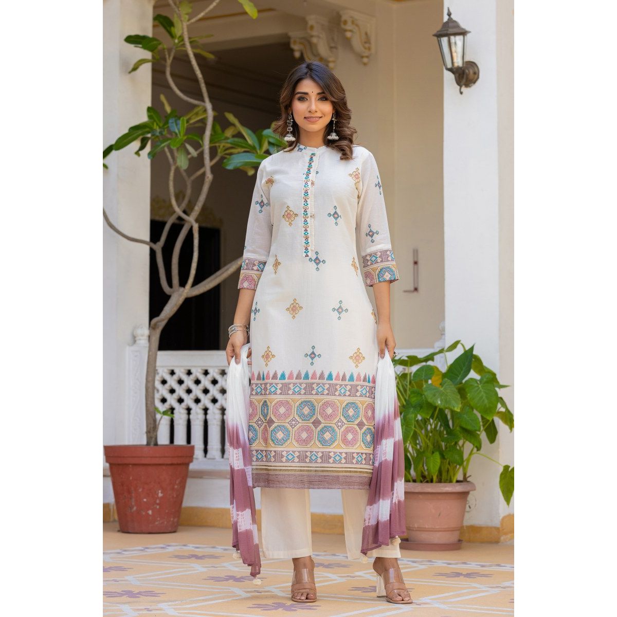 Stylish 3-Piece Cotton Kurta Set for Women - Comfortable & Breathable Indian Ethnic Wear - Perfect for Festivals, Weddings & Casual Outings