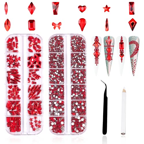 3120Pcs Professional Nail Art Rhinestones Kit - Multi-Shape Crystal Diamond Flat Back Gemstones for DIY Nail Designs | Includes Tweezers & Pen | Perfect for Salon, Home Manicure & Party Glam Looks