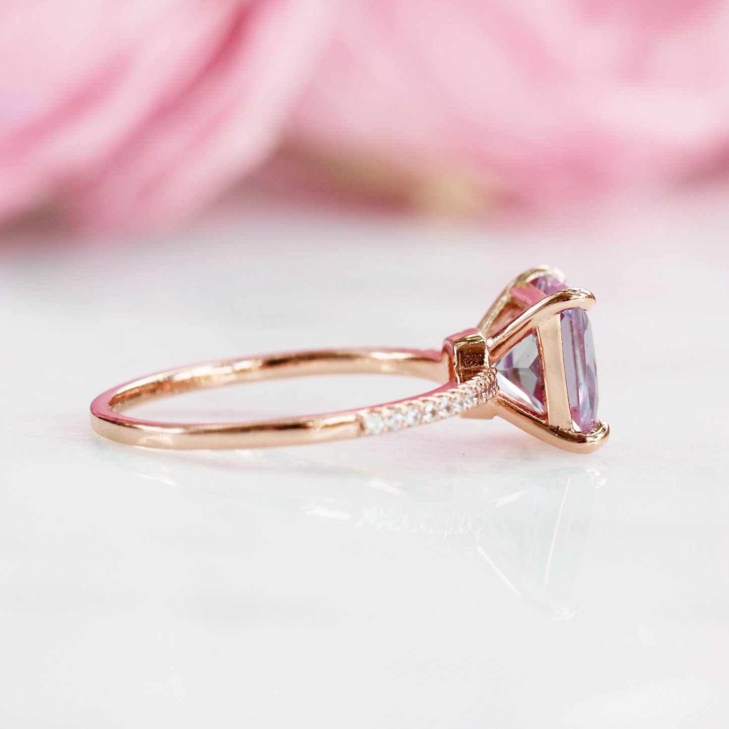 14K Rose Gold Vermeil Alexandrite Ring for Women - Elegant Nora Gemstone Jewelry for Engagement, Anniversary & Special Occasions