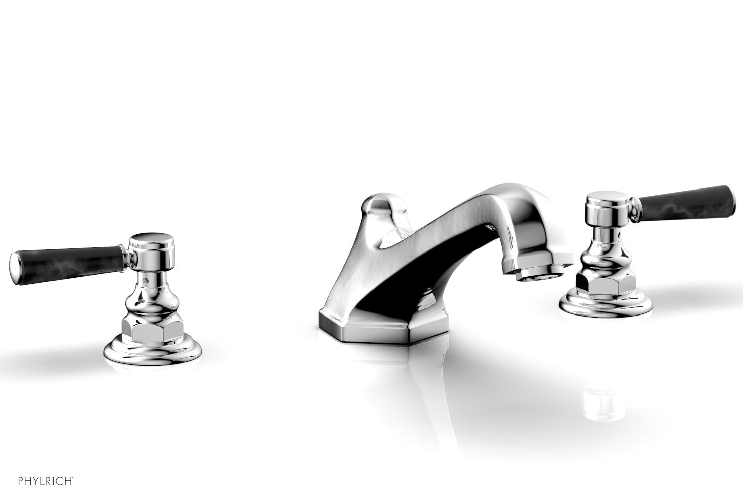 HEX TRADITIONAL Deck Tub Set with Black Marble Lever Handles - 500 42 - Perfect for Outdoor Bathing and Garden Relaxation