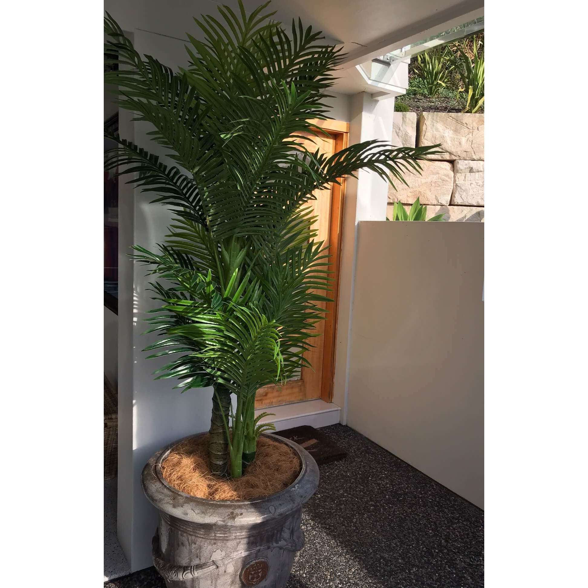 Premium Artificial Hawaiian Palm Tree - 180cm Tall with Multiple Trunks & Long Realistic Leaves - Perfect for Indoor/Outdoor Decor, Office, Hotel, and Tropical Theme Parties