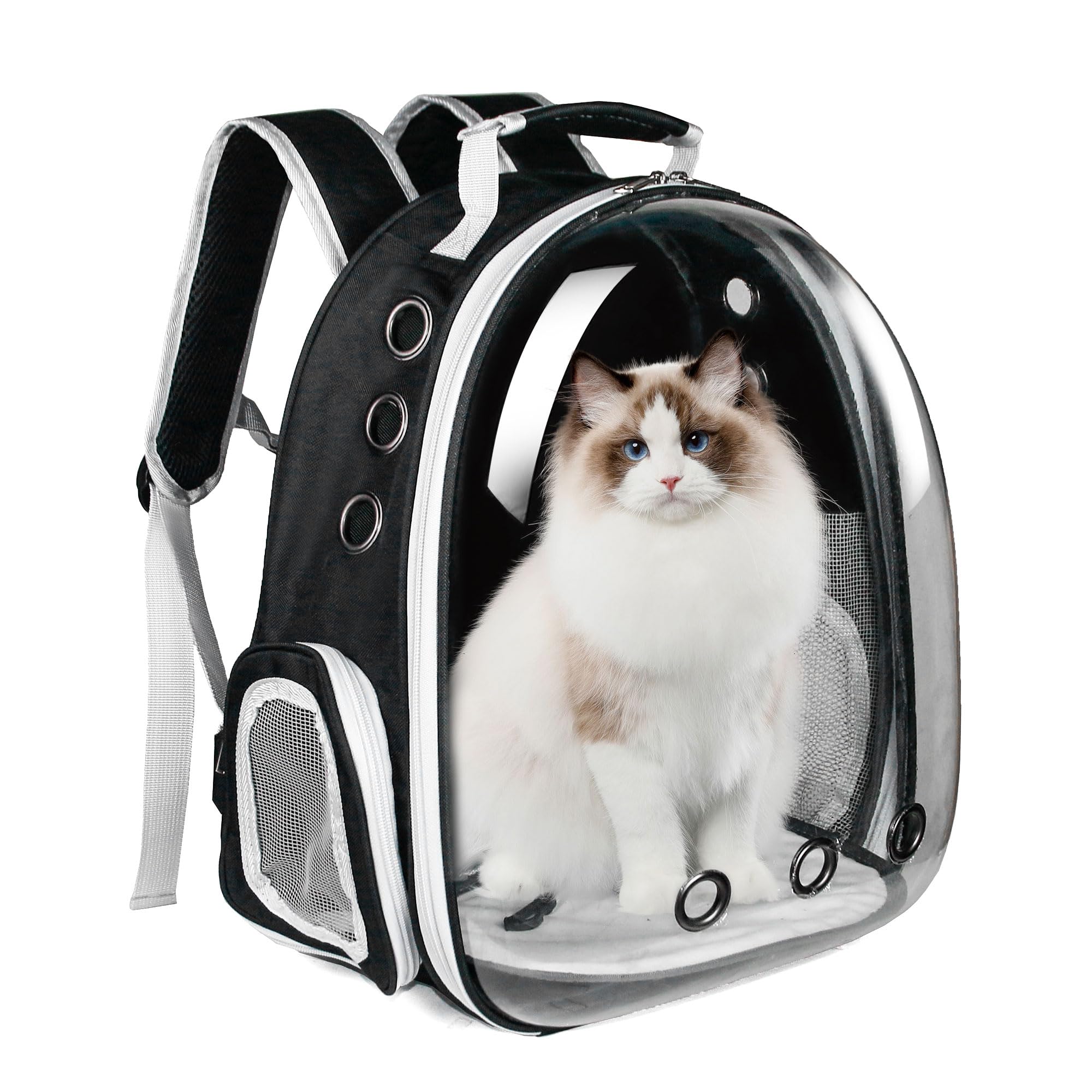 Airline Approved Cat Backpack - Bubble Pet Carrier for Small & Medium Dogs & Cats | Space Capsule Design for Hiking, Travel & Outdoor Adventures (Black)