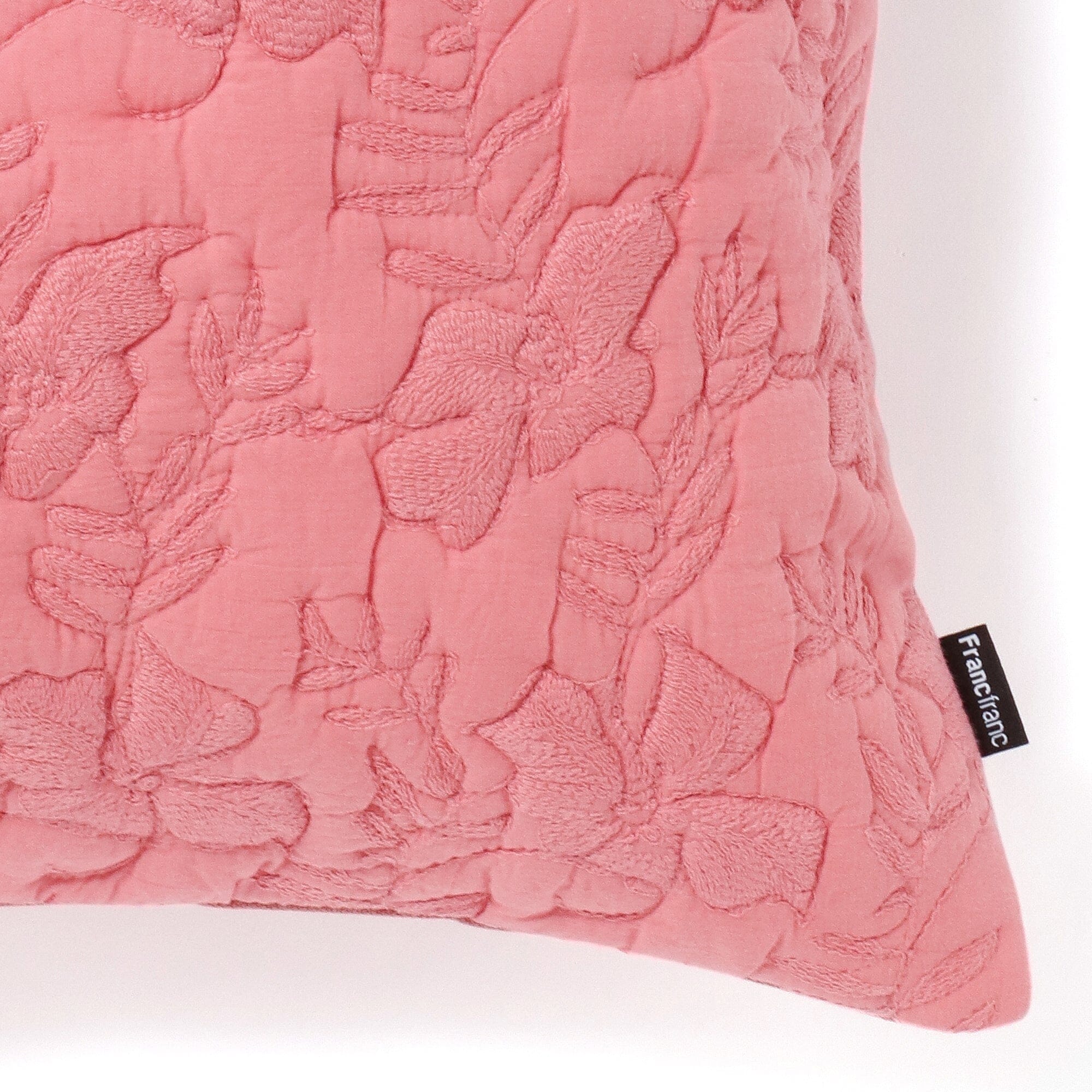 Pink Floral Quilted Cushion Cover 18x18 Inches - Soft Decorative Pillow Case for Sofa, Bed, Living Room & Home Decor
