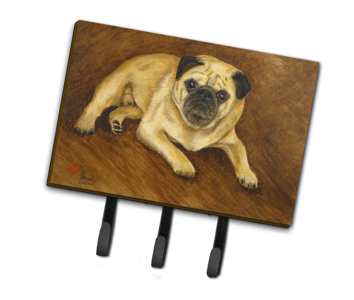 Caroline's Treasures MH1062TH68 Large Multicolor Fawn Pug Roscoe Leash & Key Holder - Perfect for Dog Walking & Home Organization