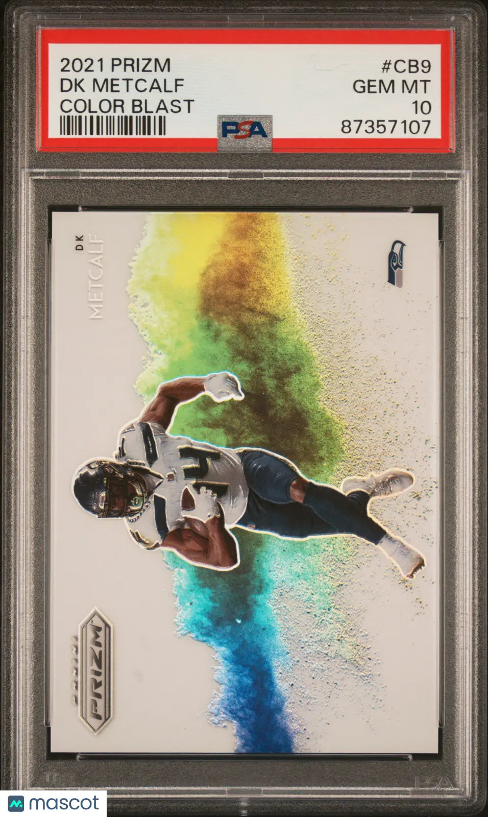 2021 Panini Prizm Color Blast DK Metcalf #CB9 PSA 10 Graded Football Card - Rare Collectible for Sports Memorabilia & Trading Card Enthusiasts - Perfect for Display, Investment or Fantasy Football Fans