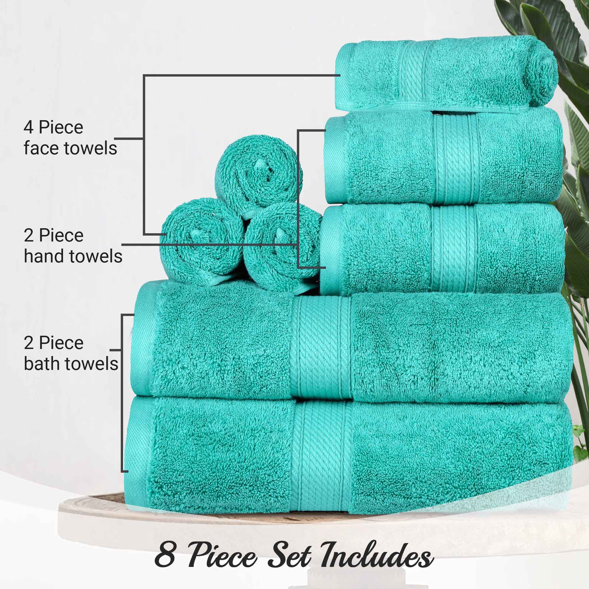 Premium 8-Piece Egyptian Cotton Towel Set - Ultra Soft, Heavyweight & Plush for Bath, Spa & Luxury Home Decor