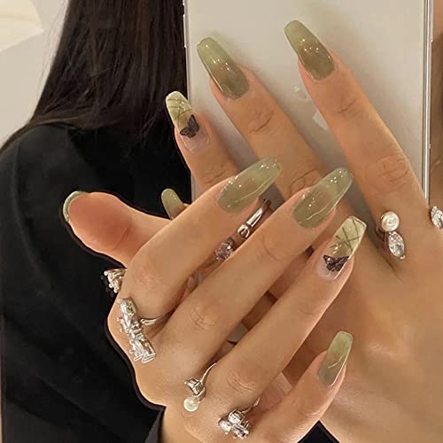 Black Butterfly False Nails-A-B