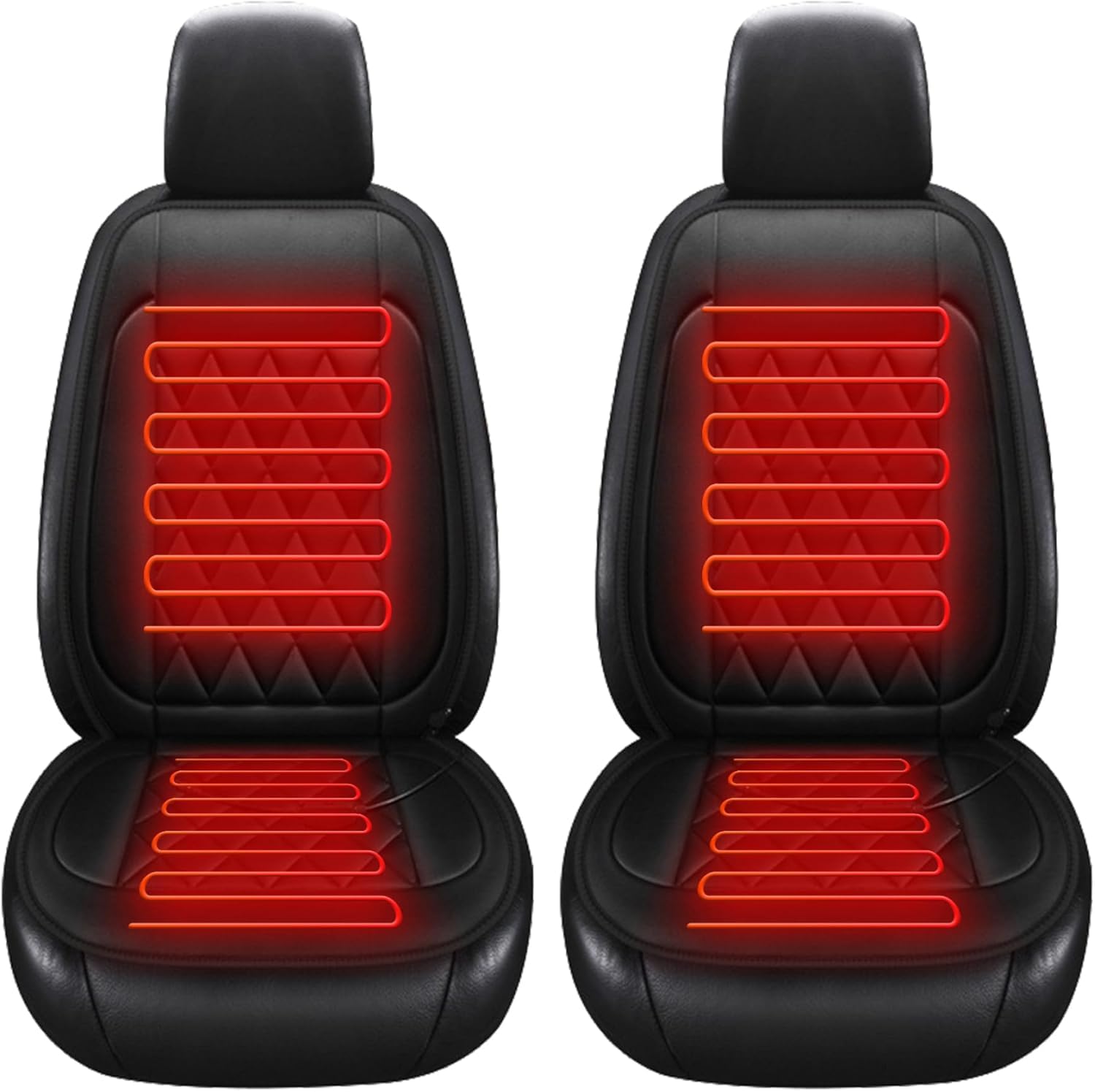 2 Pcs Heated Seat Cushion with Back Support - Comfortable Car Seat Cover for Office Chair & Home Use - Black (Perfect for Long Drives & Desk Work)