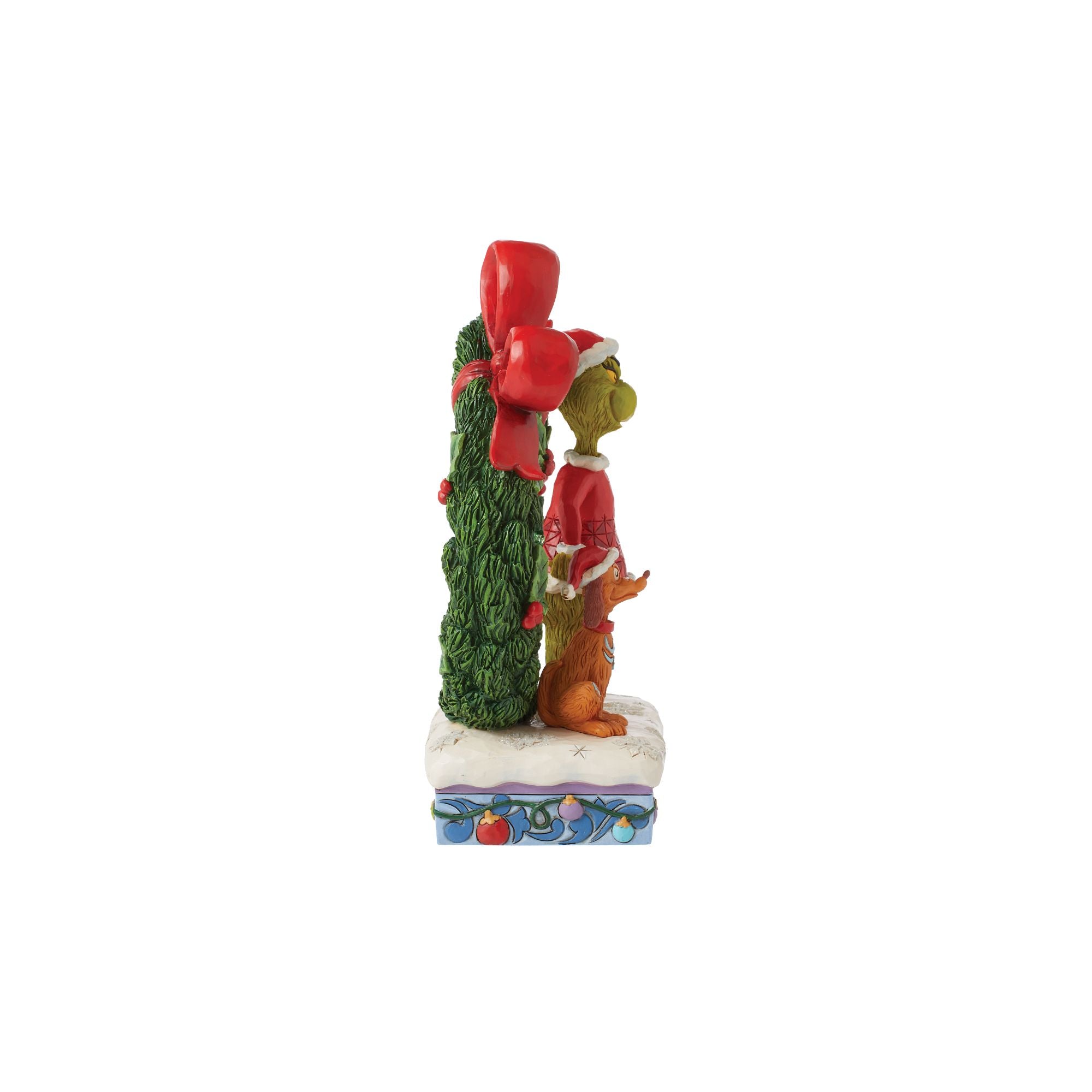 Grinch & Max in Wreath Figurine - Christmas Decor, Holiday Home Decoration, Collectible Gift for Xmas - Perfect for Tree Topper, Mantel Display, and Party Centerpiece