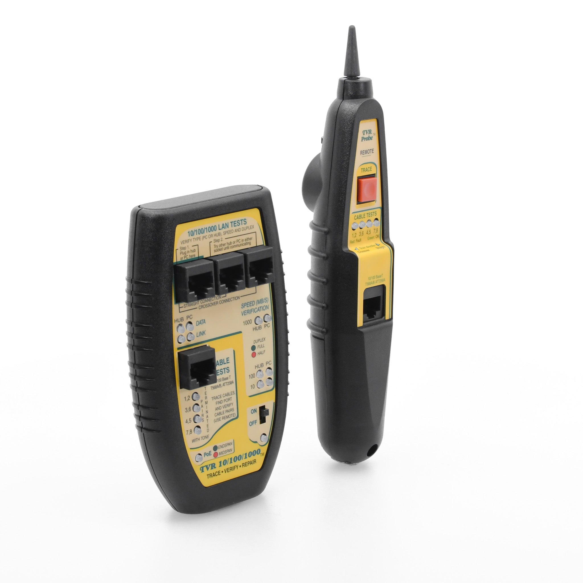Professional LAN Cable Tester with Remote Probe - Network Tester for 10/100/1000 Base-T Ethernet, RJ45 Ports, Hubs, Switches & PCs - Diagnose & Repair Network Issues - Perfect for IT Technicians & Home Network Setup
