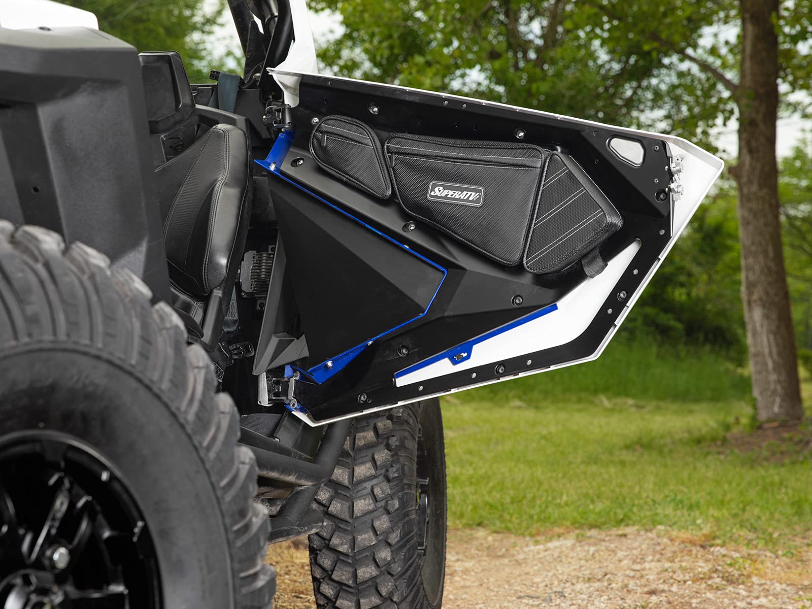 SuperATV Door Storage Bags for 2020-2024 Polaris RZR PRO XP & PRO XP 4 - 2 Pack with Knee Protectors & Mesh Pockets | Fits Stock Polaris RZR Doors | Perfect for Cell Phone, MP3 Player & Gear Storage | Ideal for Off-Roading, Trail Riding & UTV Adventures