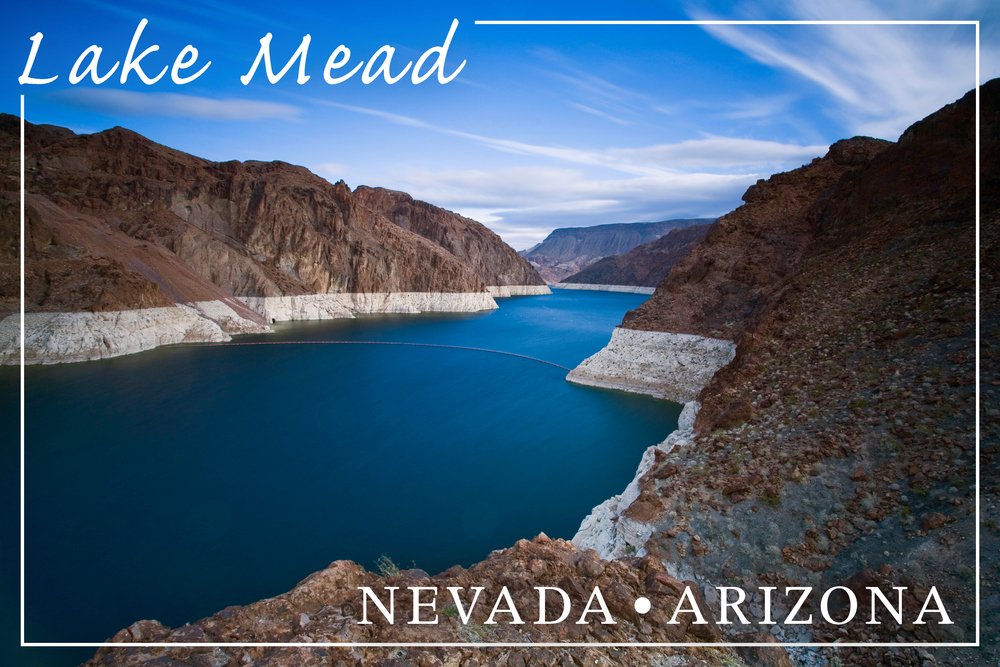 Lake Mead Nevada Arizona Lake View 49361 - 24x36 Signed Art Print, Wall Decor Poster for Living Room, Office & Home Decoration
