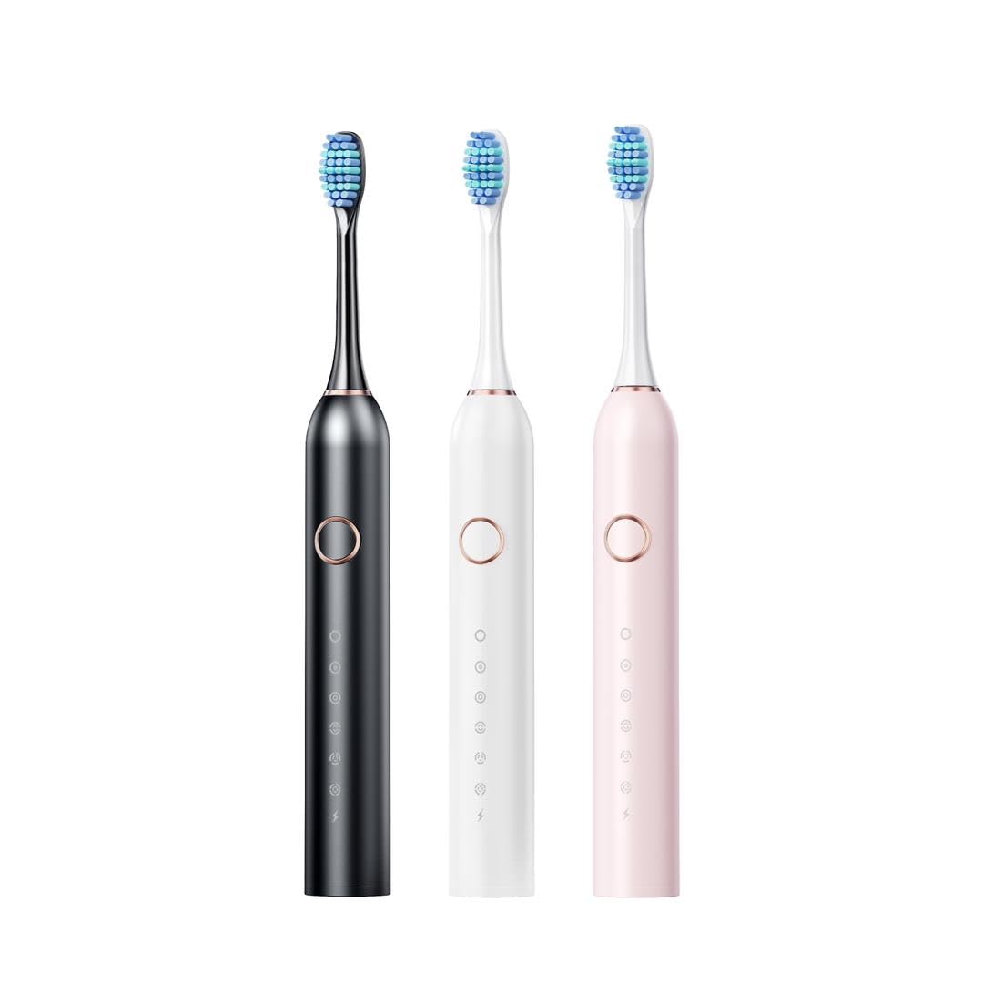 Ultra Whitening Rechargeable Electric Toothbrush with 8 Brush Heads & Travel Case - Waterproof, Wireless Charging, 5 Cleaning Modes - Perfect for Men & Women (Black) - Ideal for Travel, Home & Daily Oral Care