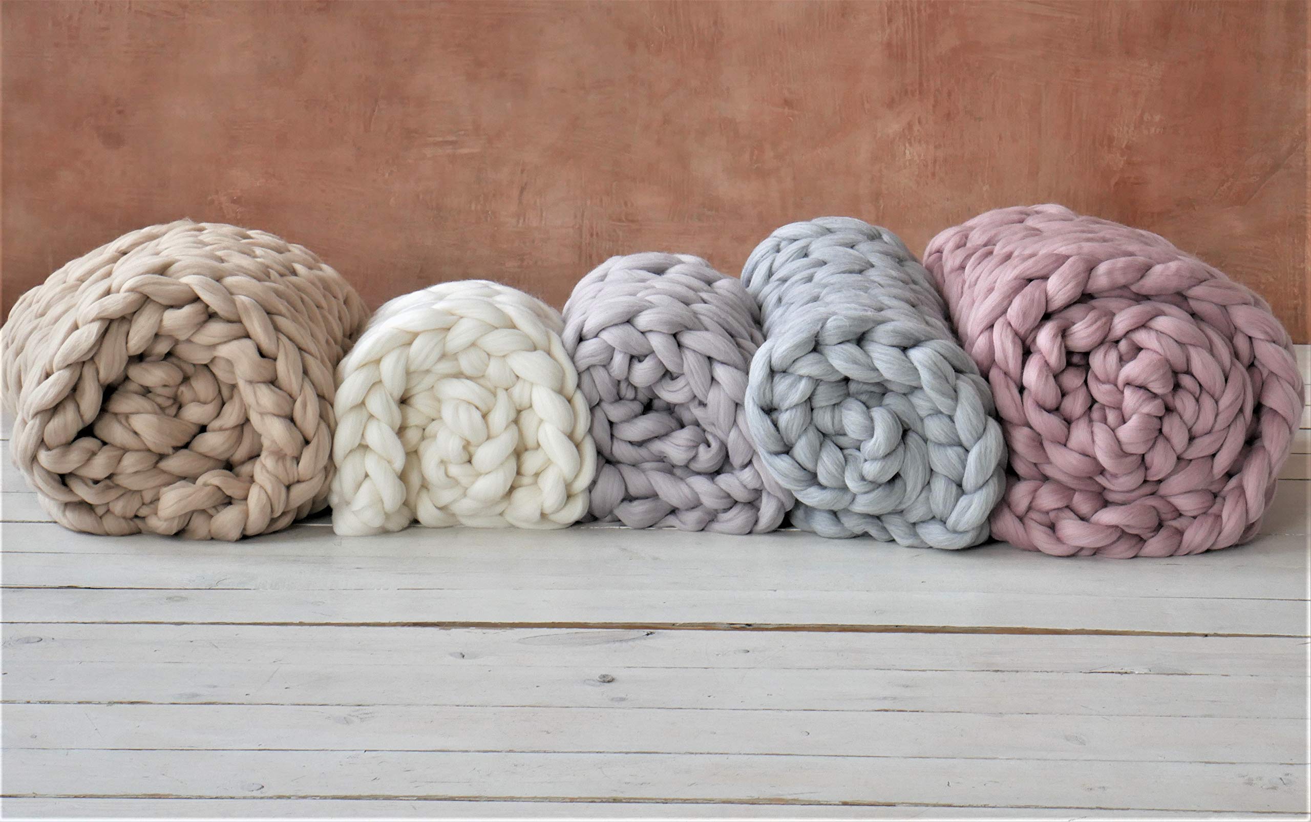 Chunky Knit Throw Blanket - 100% Merino Wool by Woolexperts | Ultra Soft & Warm Winter Blanket for Living Room, Bedroom & Cozy Home Decor