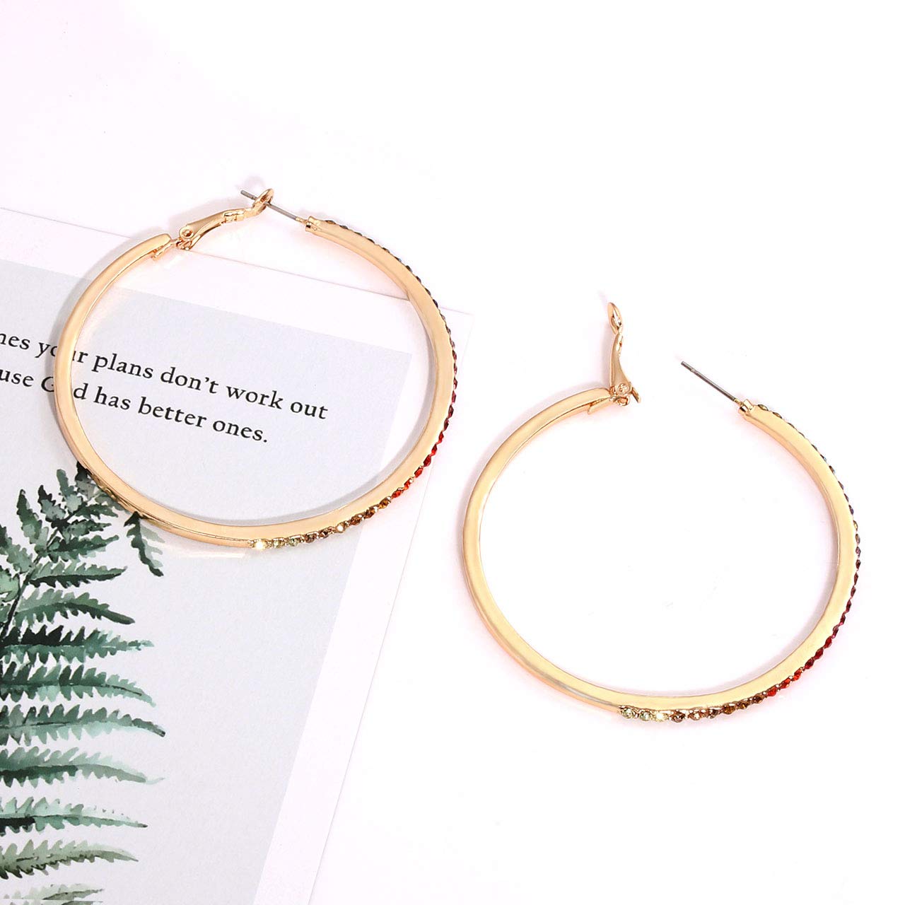 Crystal Hoop Earrings for Women - Large Dazzling Rainbow Rhinestone Circle Fashion Jewelry - Hypoallergenic Pierced Earrings for Sensitive Ears - Perfect for Parties, Weddings & Special Occasions