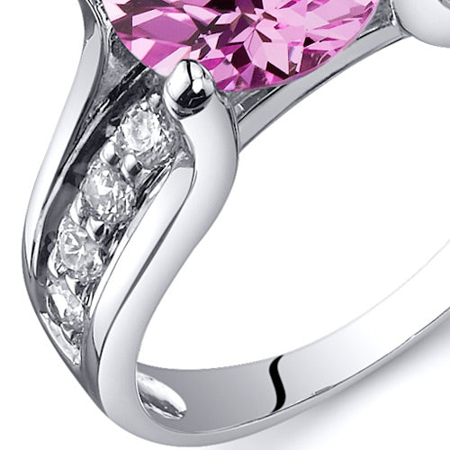2.75 Carat Pink Sapphire Solitaire Ring in Sterling Silver - Size 7 | Elegant Engagement, Anniversary & Gift Jewelry for Women