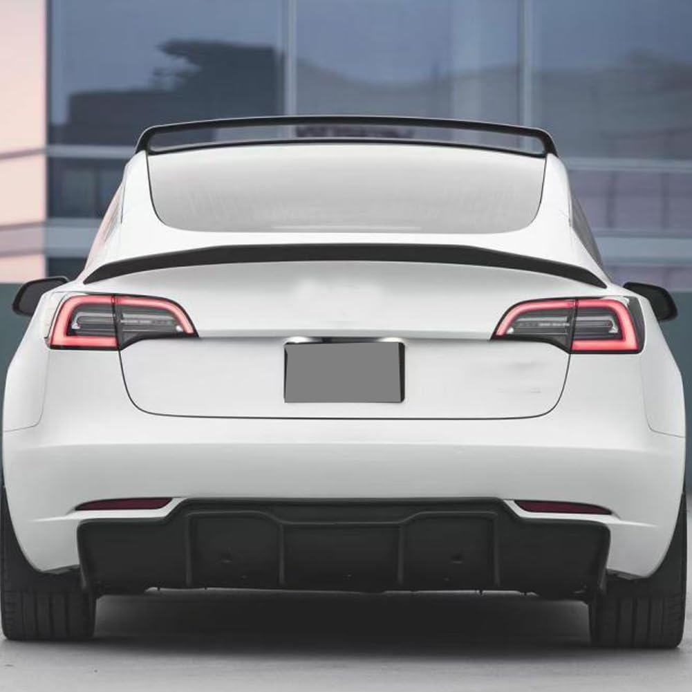 JCING Model 3 Carbon Fiber Rear Spoiler for Tesla Model 3 2017-2023 - High Performance Trunk Lid Wing, Aftermarket Car Accessories & Styling Kit - Perfect for Street Racing & Car Shows
