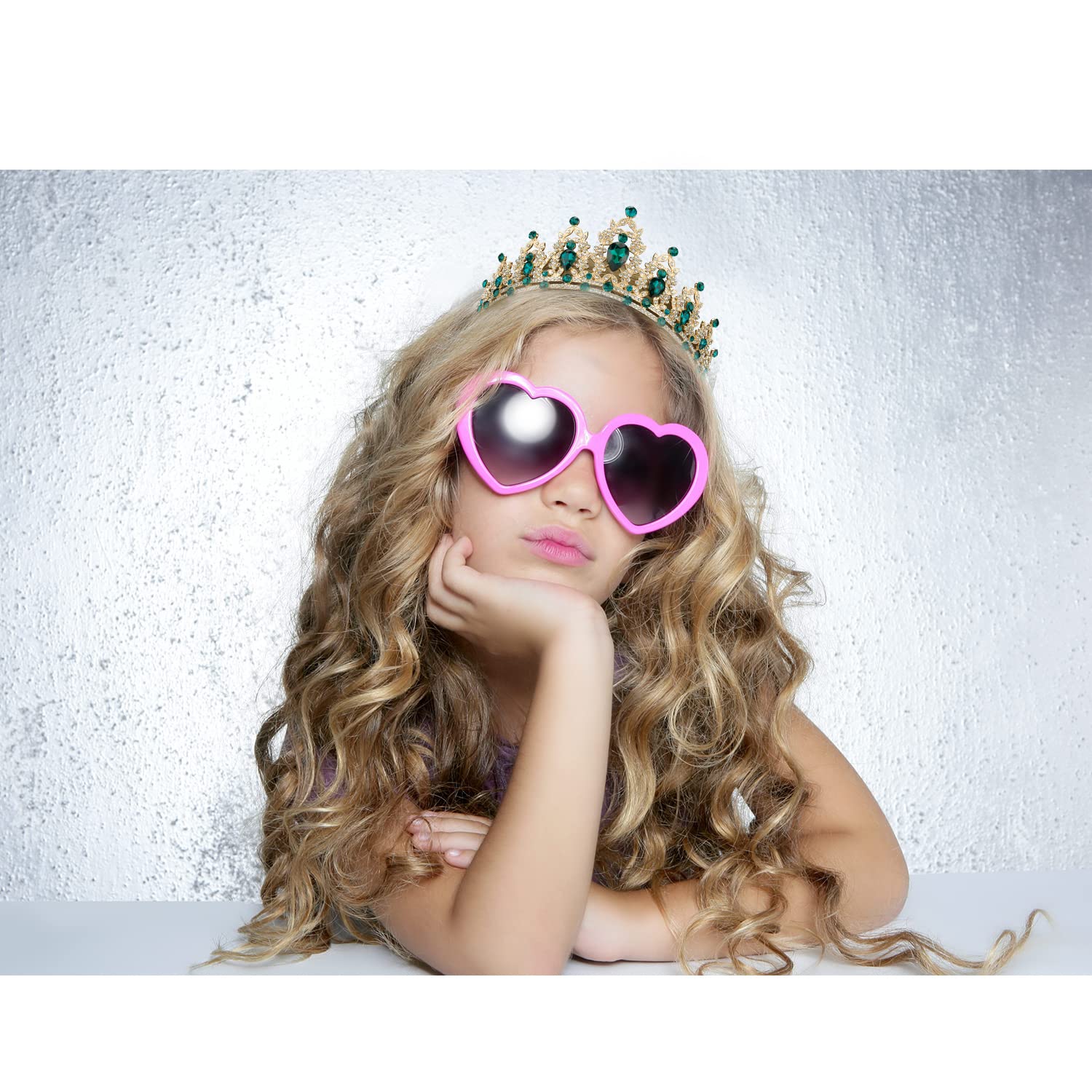 SuPoo Green Rhinestone Birthday Tiara with Comb & Glitter Sash Set - Sparkling Crystal Headband & Crown Kit for Women’s Birthday Party Decorations | Perfect for Birthday Girls, Princess Theme Parties & Special Occasion Gifts