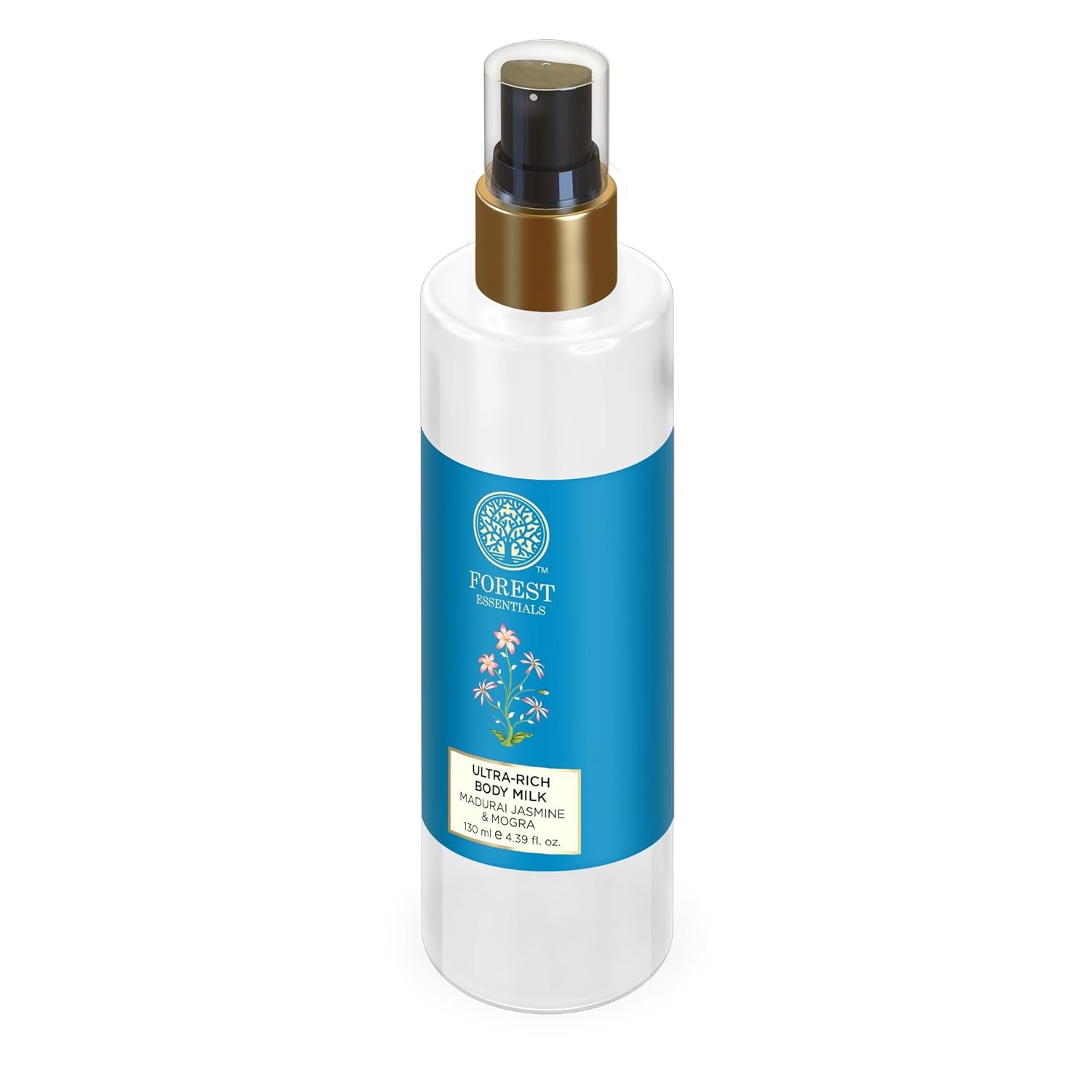 Forest Essentials Ultra-Rich Body Milk Jasmine & Mogra - Natural Ayurvedic Moisturizing Lotion for Dry Skin | Paraben-Free Hydrating Body Cream for Women & Men | 130 ml | Perfect for Daily Skincare Routine & Post-Shower Hydration
