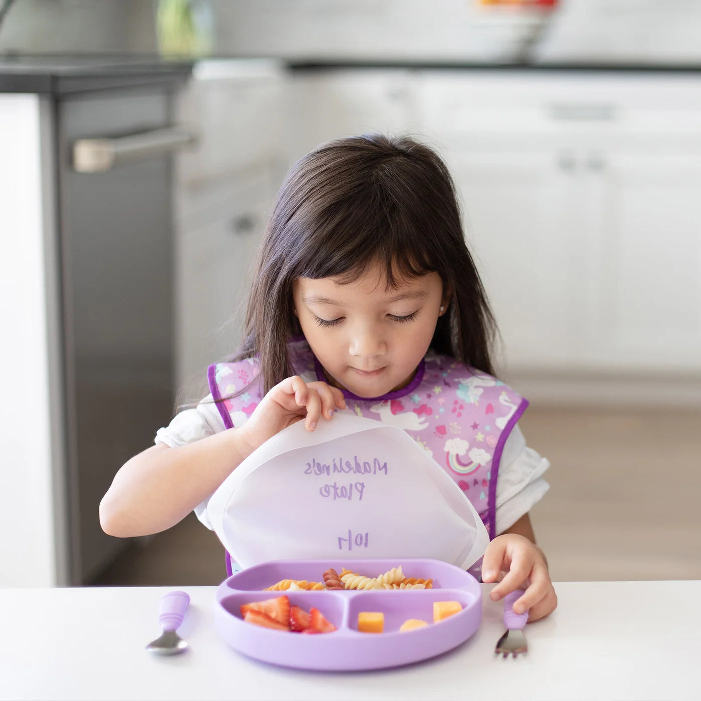 Bumkins Grip Dish Stretch Lid Cover - Universal Silicone Food Container Cover for Bowls & Plates - Microwave & Freezer Safe - Perfect for Meal Prep, Leftovers & On-the-Go Snacks