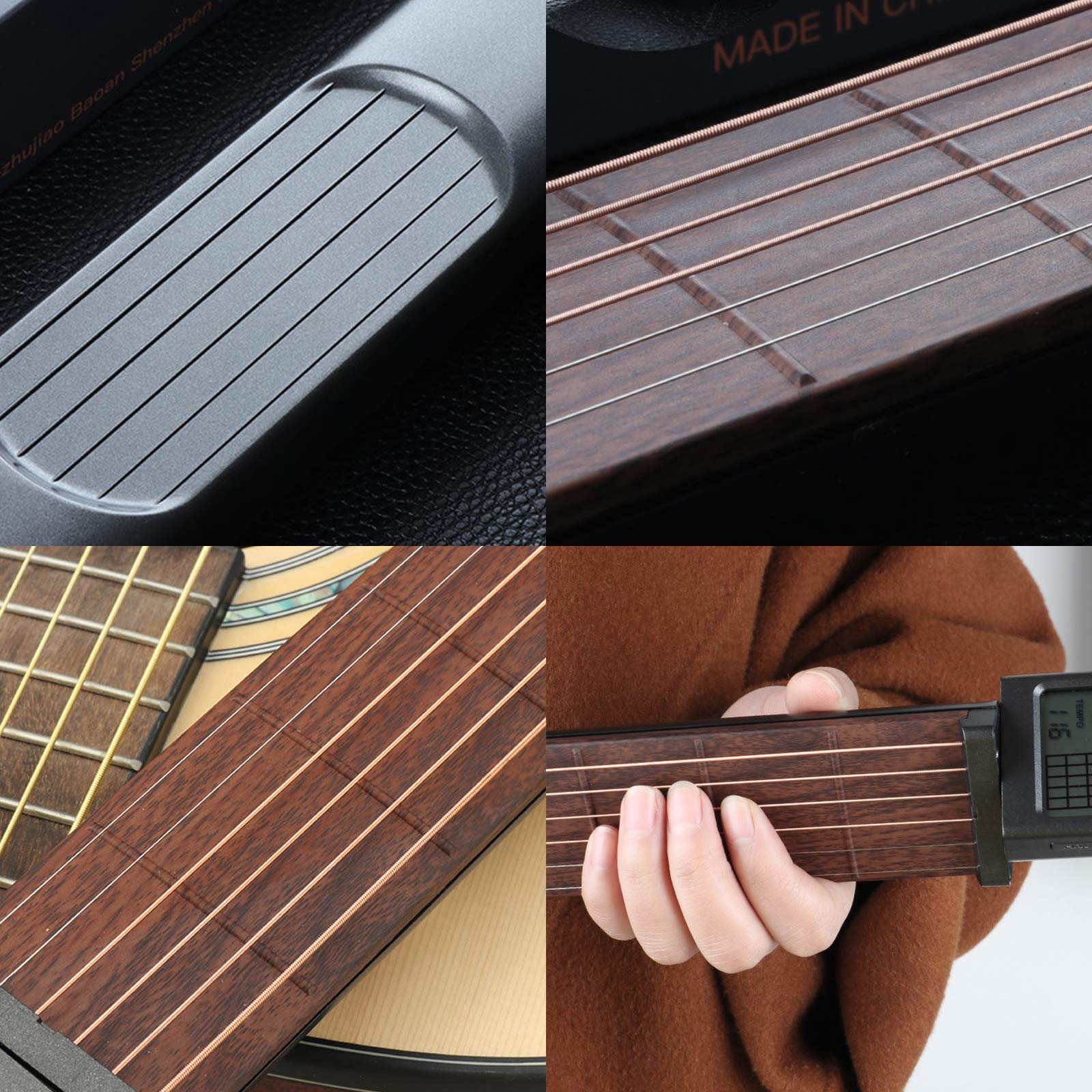 Portable Pocket Guitar Trainer - 6-Fret Practice Tool with Rotatable Chord Chart for Beginners | Perfect for Travel, Camping & Home Practice | Folk & Acoustic Guitar Learning Aid