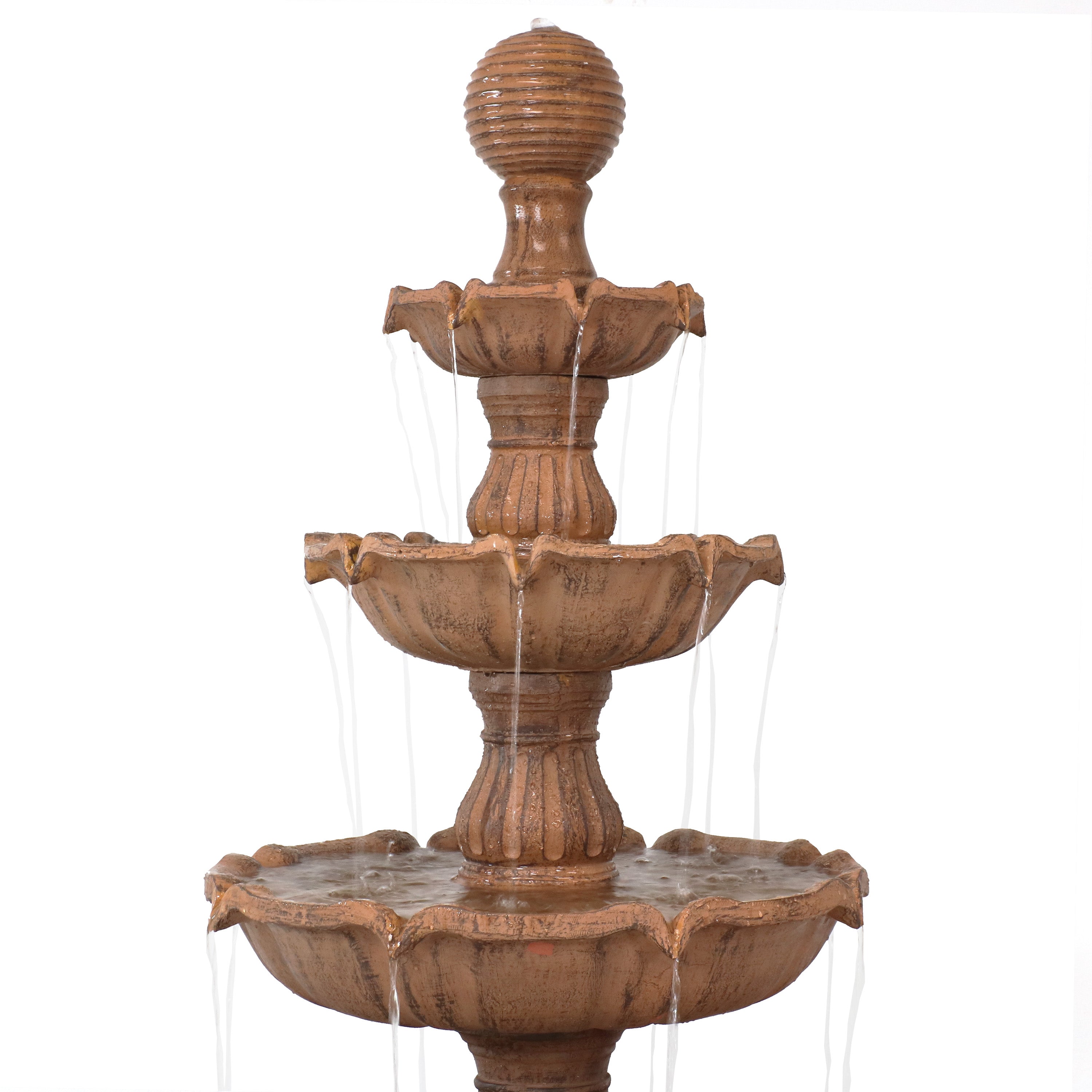 Large 3-Tier Ball Outdoor Water Fountain with LED Lights - 80