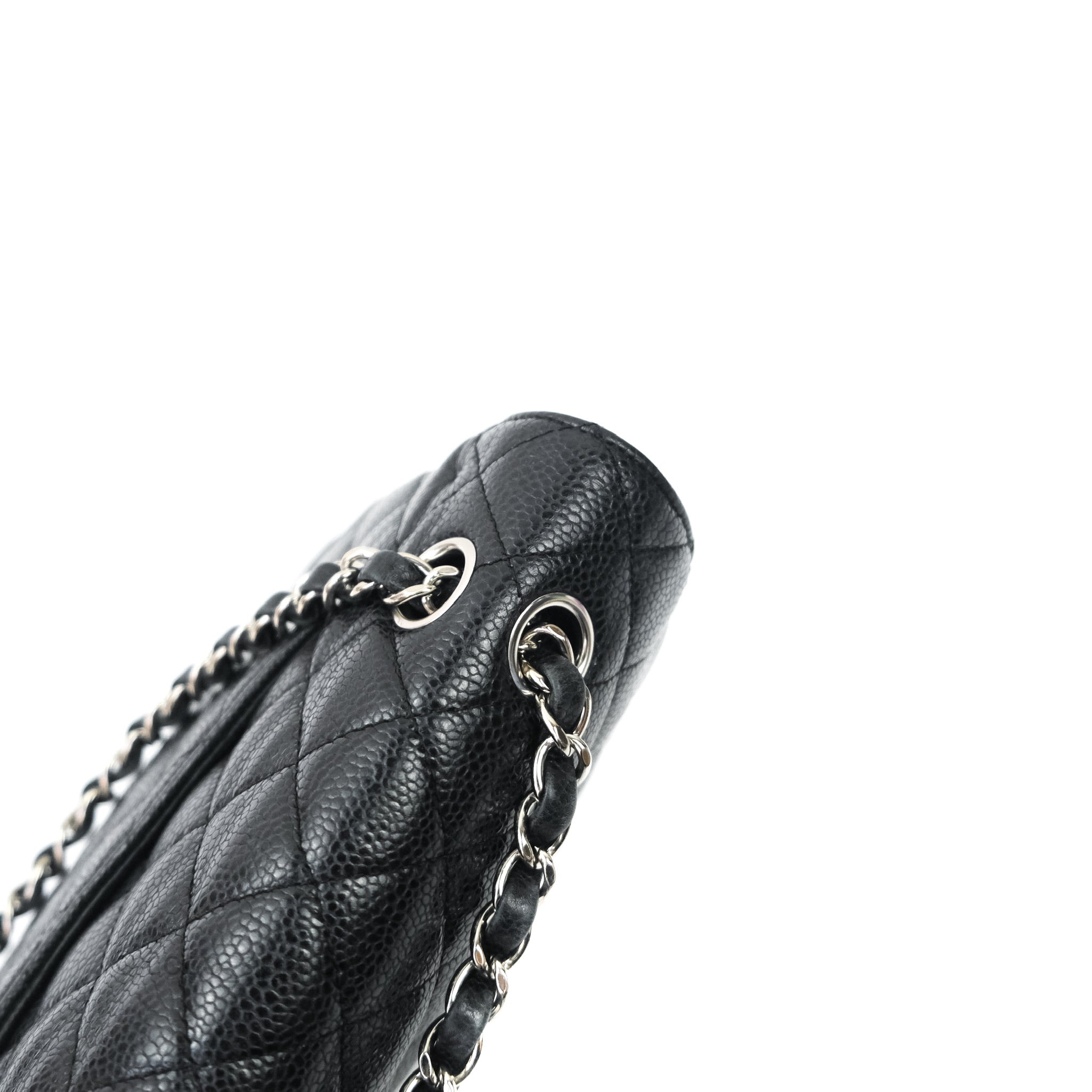 Chanel Classic M/L Medium Double Flap Bag Black Caviar Leather with Silver Hardware - Luxury Designer Handbag for Women, Perfect for Work, Evening Events & Special Occasions