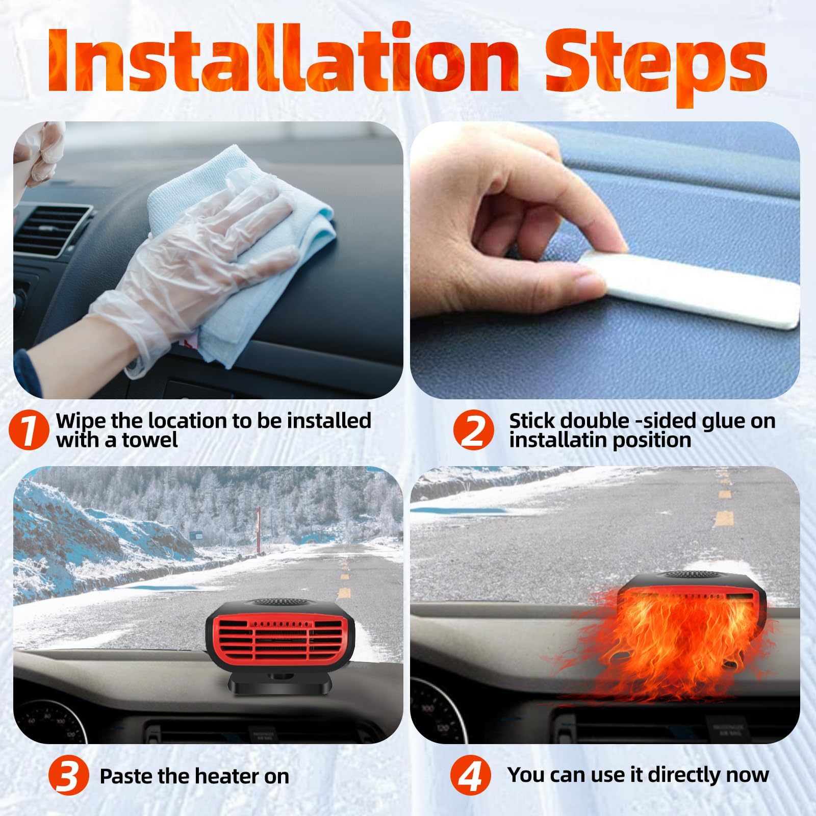 12V 150W Portable Car Heater & Defroster, 2-in-1 Fast Heating Windscreen Defogger, Cigarette Lighter Plug-in for Winter Driving & Emergency Use