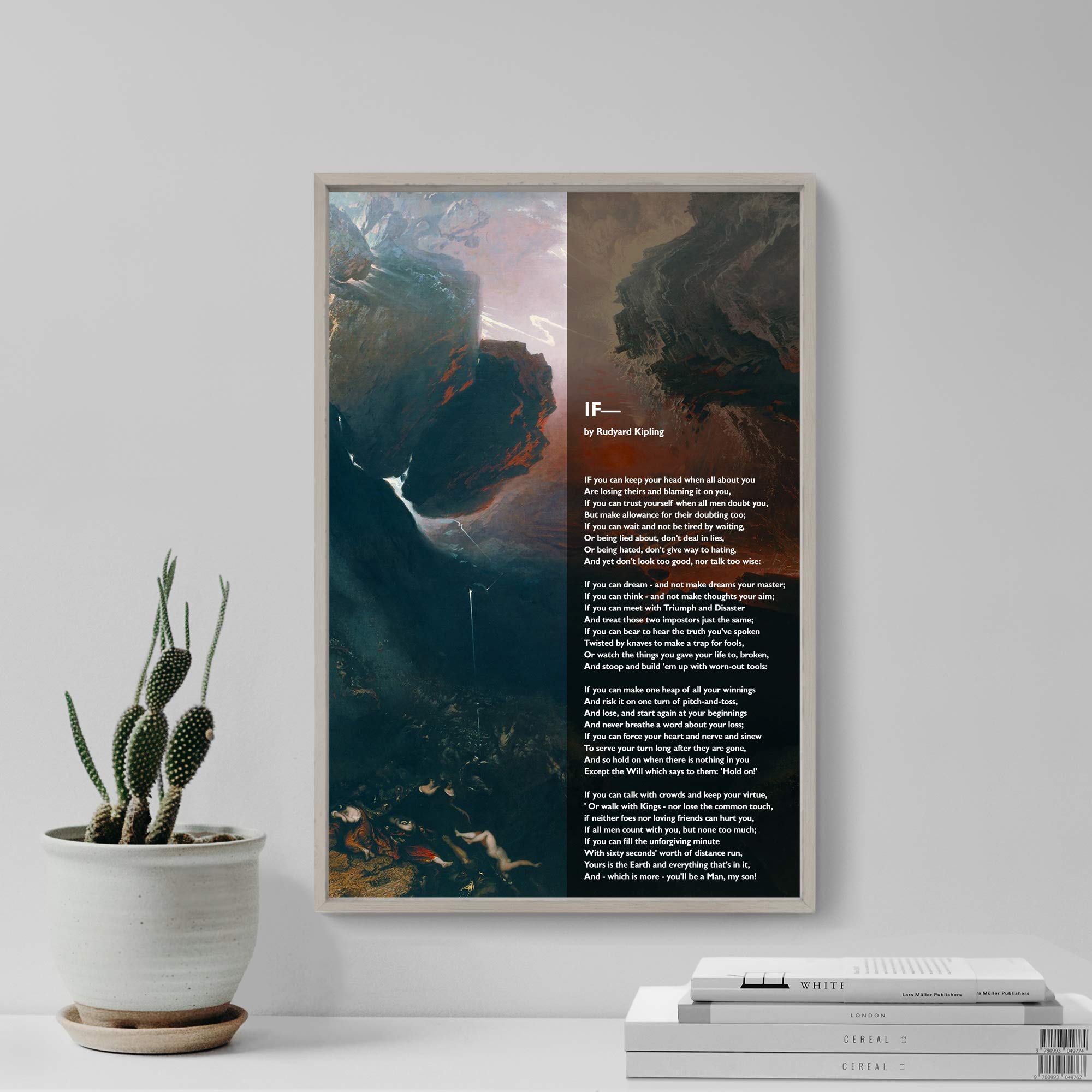 Rudyard Kipling 'If' Poem Art Print - Textured Paper Poster with Heaven & Hell Background - 24x16 Inch Wall Decor - Perfect for Home Office, Library & Gift Giving