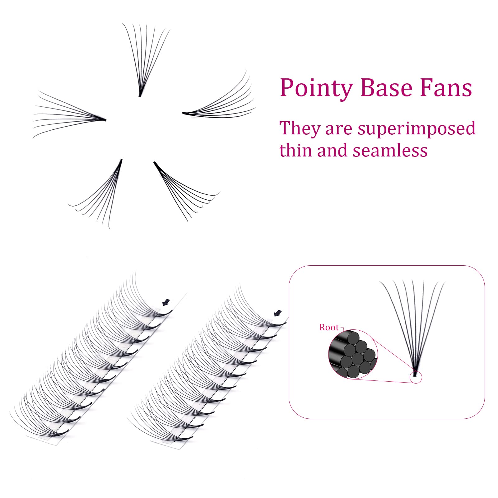 Premium 7D-0.07C 11mm Eyelash Extensions - Premade Volume Fans with Pointy Tips (C/CC/D/DD Curl) for Professional Salon & Home Use | Natural Look for Weddings, Parties & Special Occasions