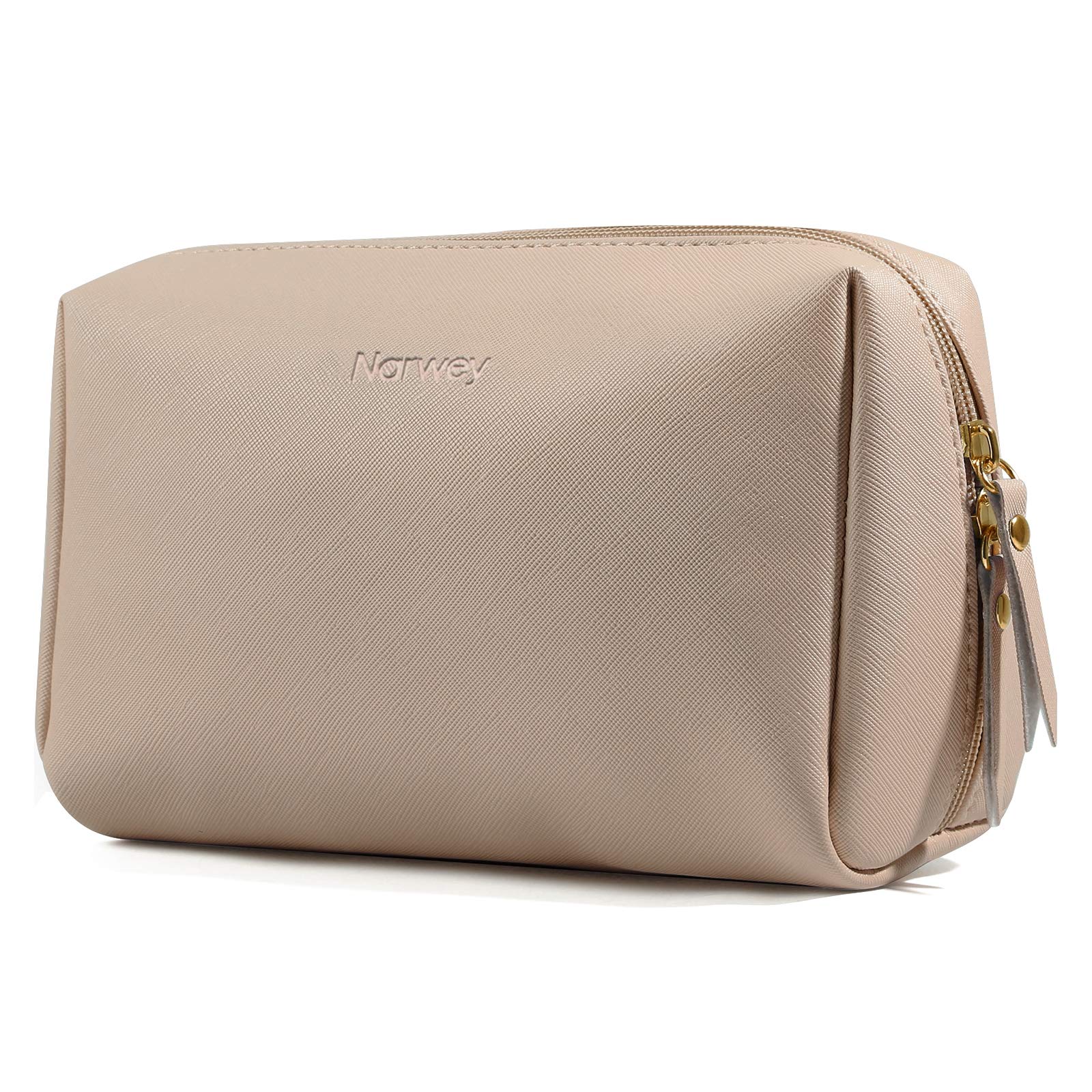 Premium PU Leather Makeup Bag - Large Travel Cosmetic Organizer with Multiple Pockets for Women (Brown) | Perfect for Travel, Gym & Daily Essentials Storage
