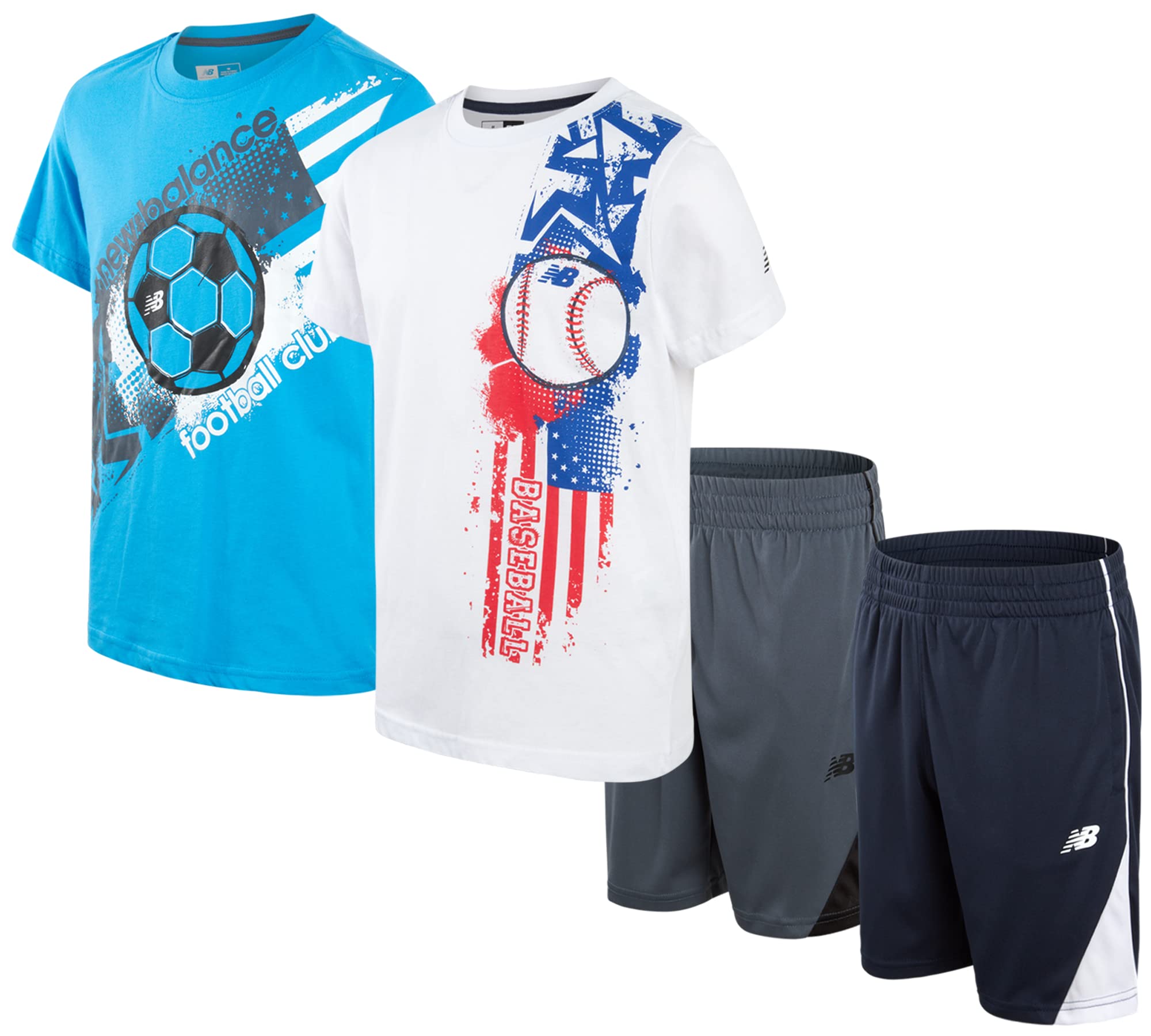 New Balance Boys' 4-Piece Active Shorts Set for Gym & Play (8-20)