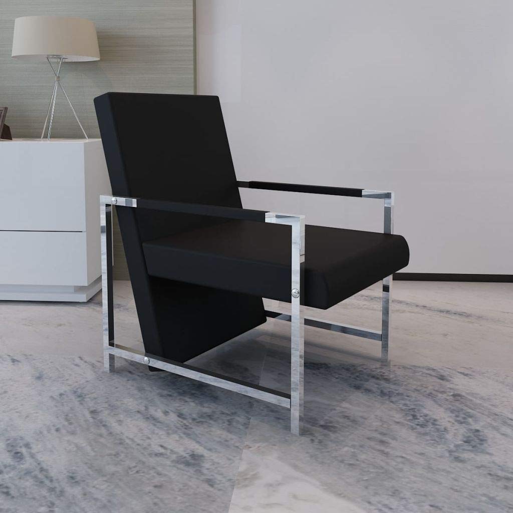 Comfy Faux Leather Accent Chair - Living Room Reading Chair & Bedroom Lounge Chair for Adults & Teens | Perfect for Relaxing, Reading & Small Spaces