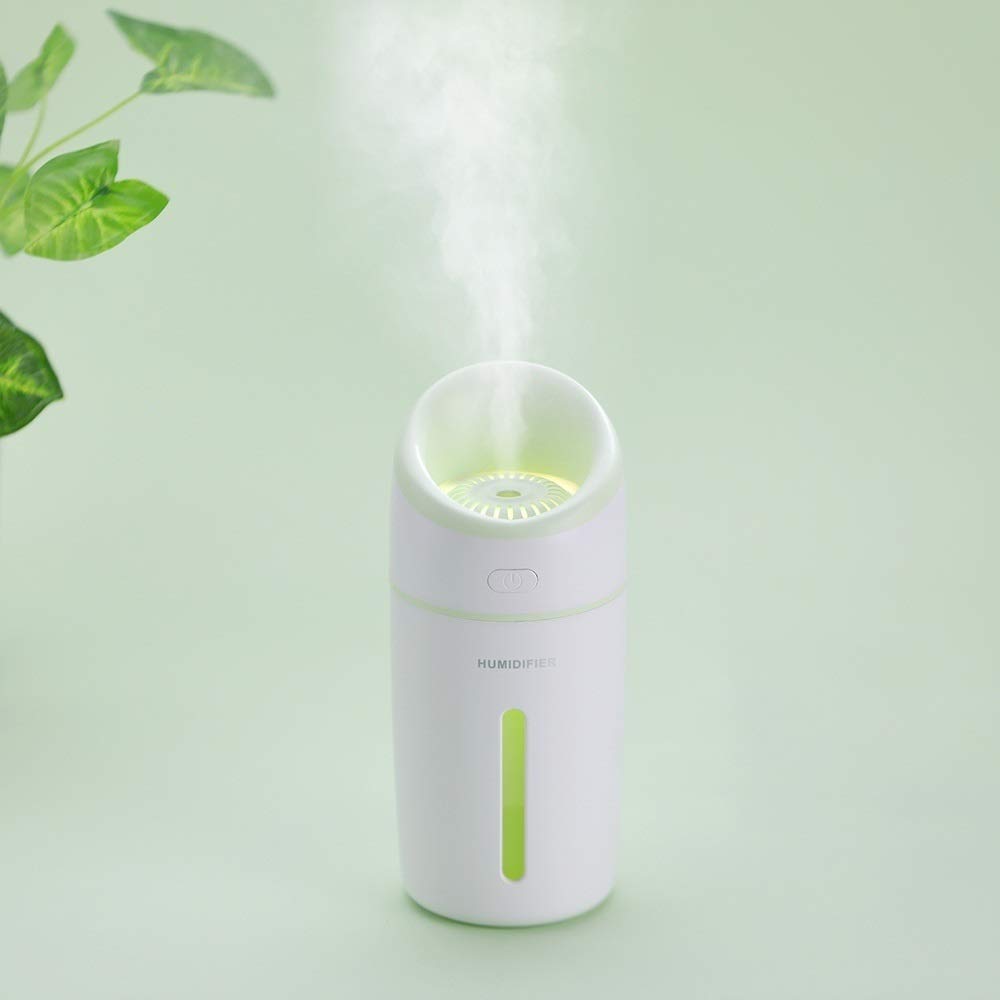 320ML Ultrasonic Air Humidifier & Aroma Diffuser with 7-Color LED Night Light - Mini USB Essential Oil Diffuser for Home, Office, Bedroom, Nursery, Car - Quiet Mist Maker & Air Purifier (Green) - Perfect for Dry Air Relief, Aromatherapy & Better Sleep
